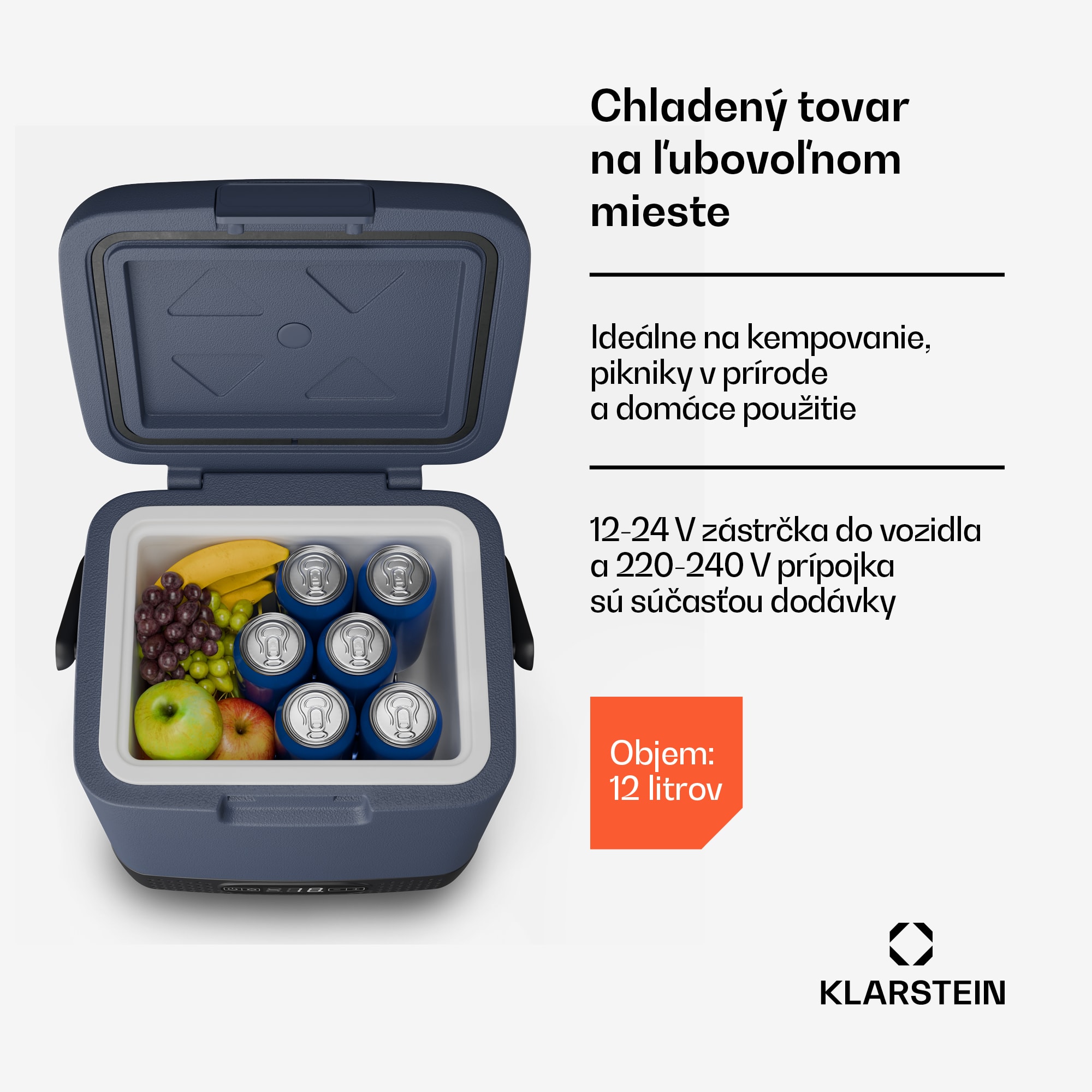 Klarstein SwiftFrost 12L chladiaci box, 12V-24V/230V, do -20 °C, kompresor, 2 úrovne výkonu, LED displej – Obrázok 5