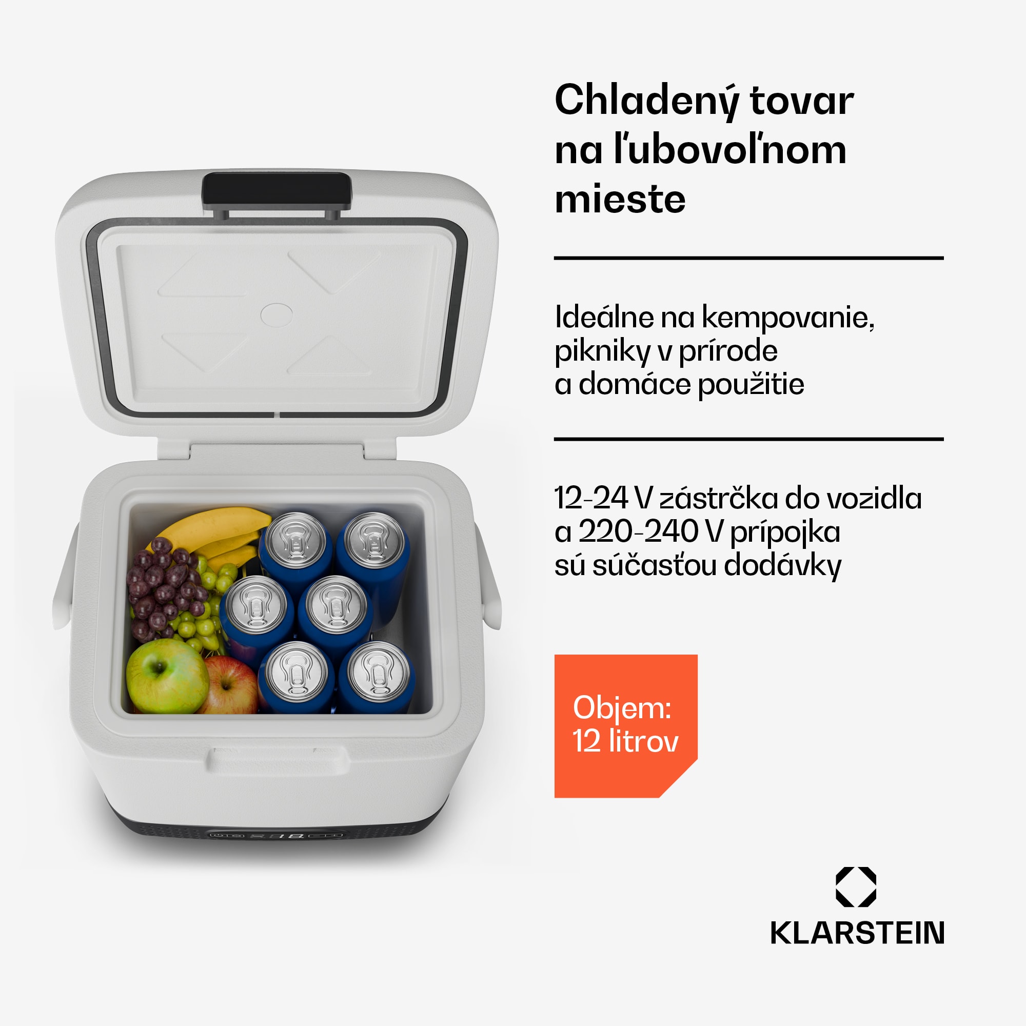 Klarstein SwiftFrost 12L chladiaci box, 12V-24V/230V, do -20 °C, kompresor, 2 úrovne výkonu, LED displej – Obrázok 5