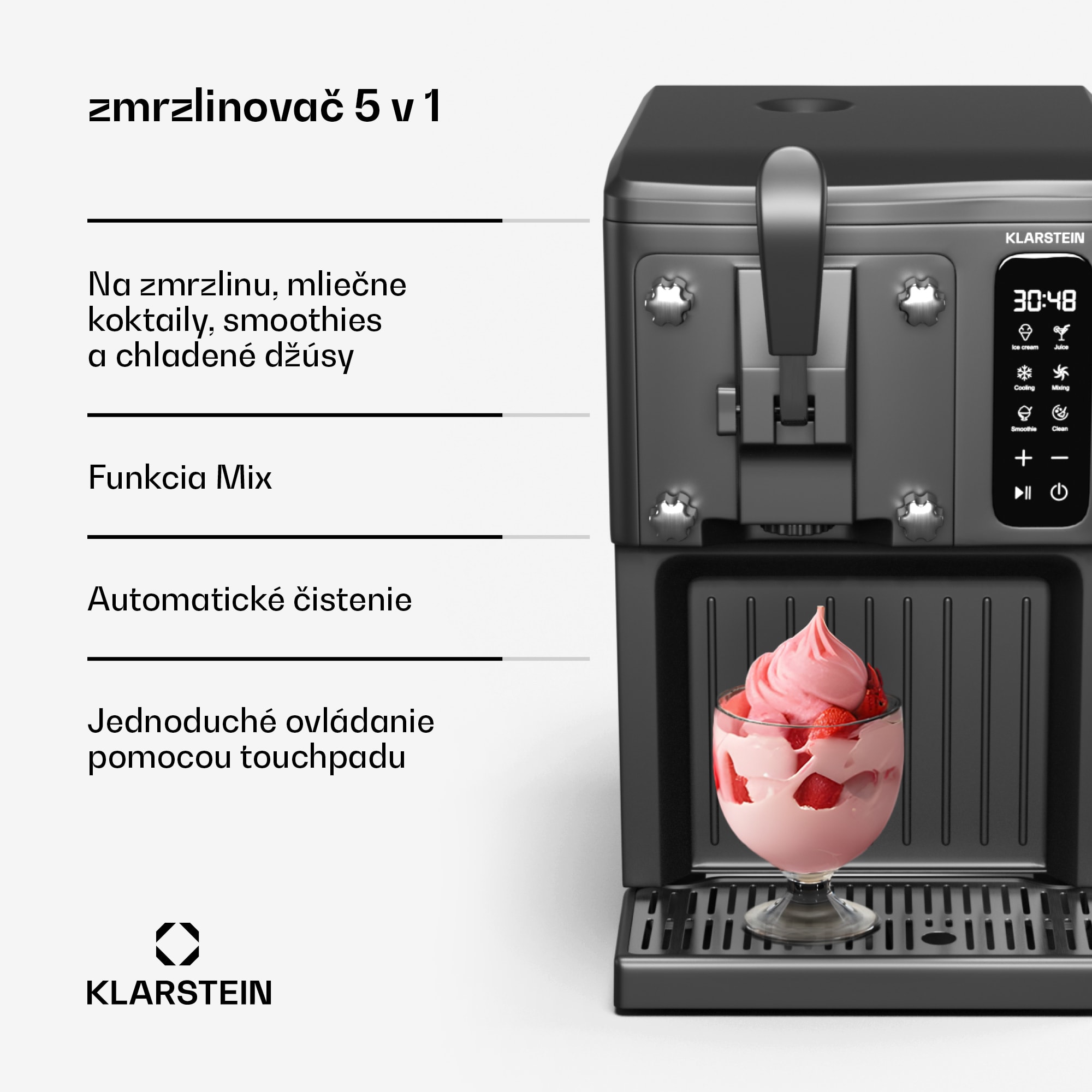 Klarstein SweetSwirl zmrzlinovač, zmrzlina, smoothies a mliečne koktaily, automatické čistenie – Obrázok 2