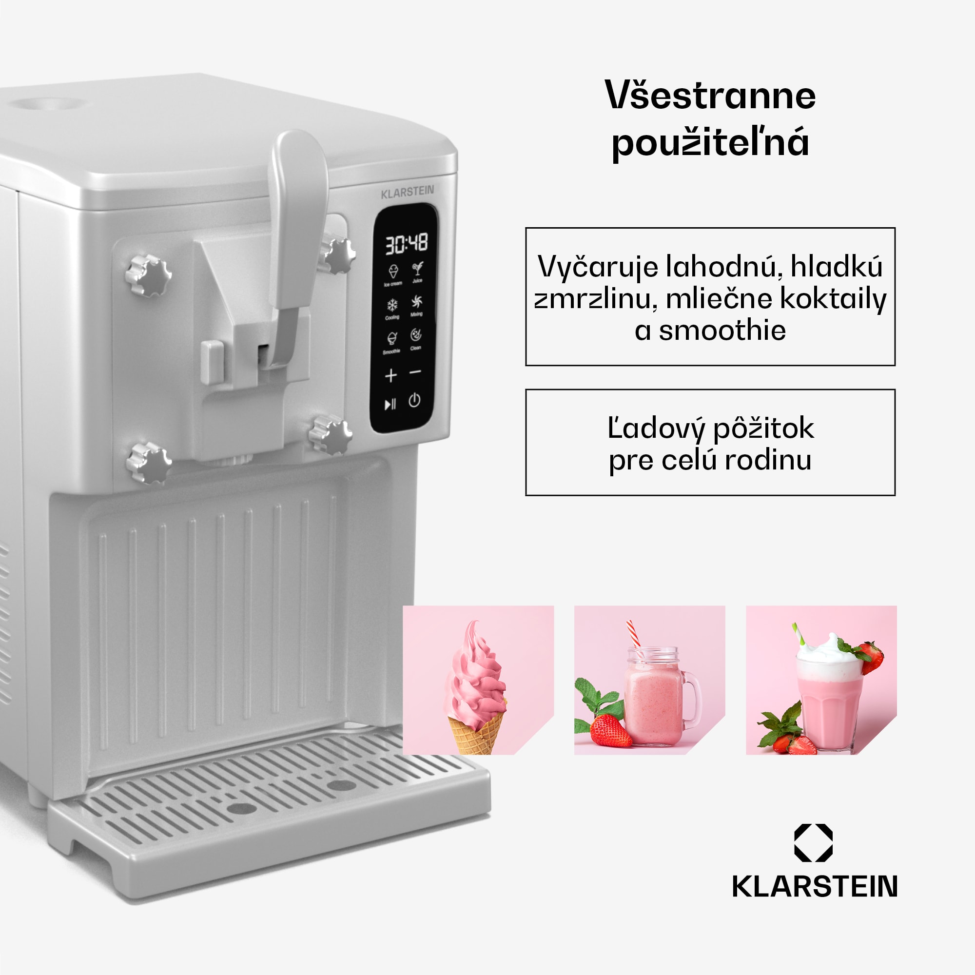 Klarstein SweetSwirl zmrzlinovač, zmrzlina, smoothies a mliečne koktaily, automatické čistenie – Obrázok 3