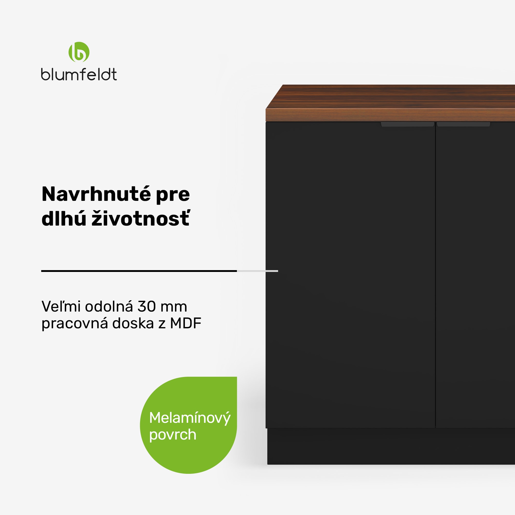 Blumfeldt WoodVista spodná skrinka drezu, Robustná, Soft-Close závesy, Hliníkové rukoväte – Obrázok 2