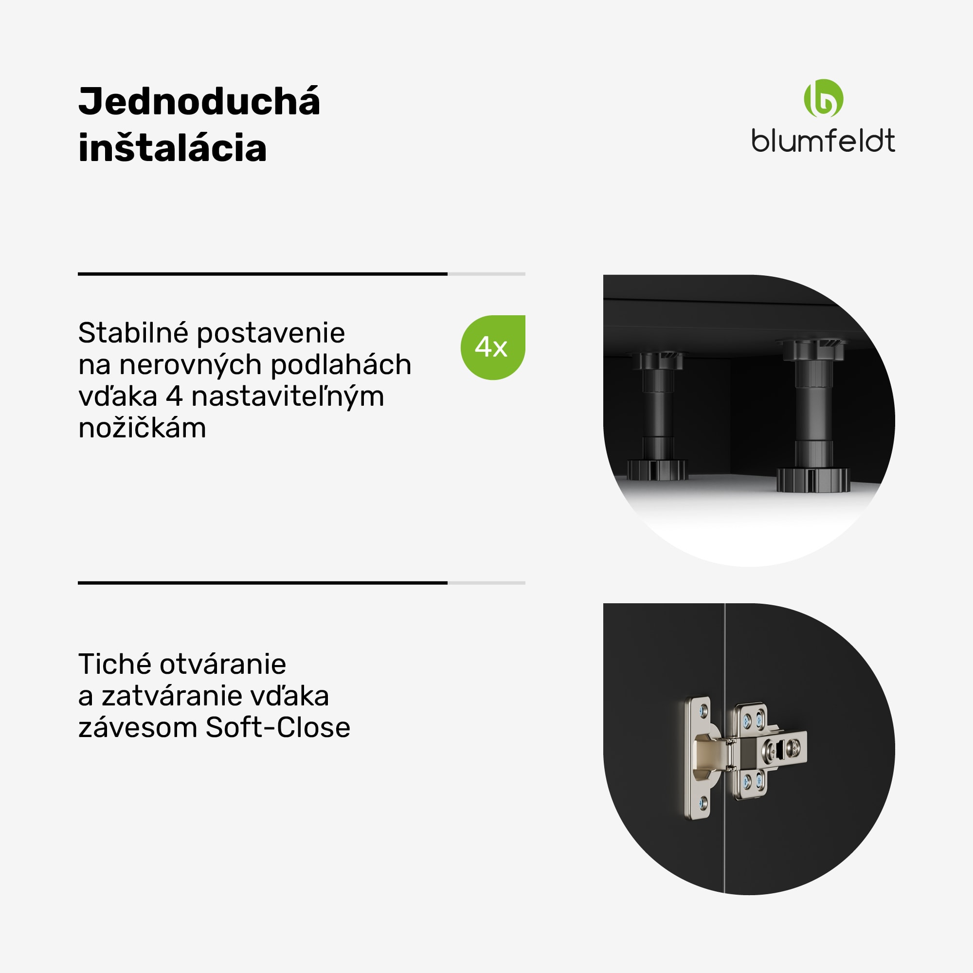 Blumfeldt WoodVista spodná skrinka drezu, Robustná, Soft-Close závesy, Hliníkové rukoväte – Obrázok 5