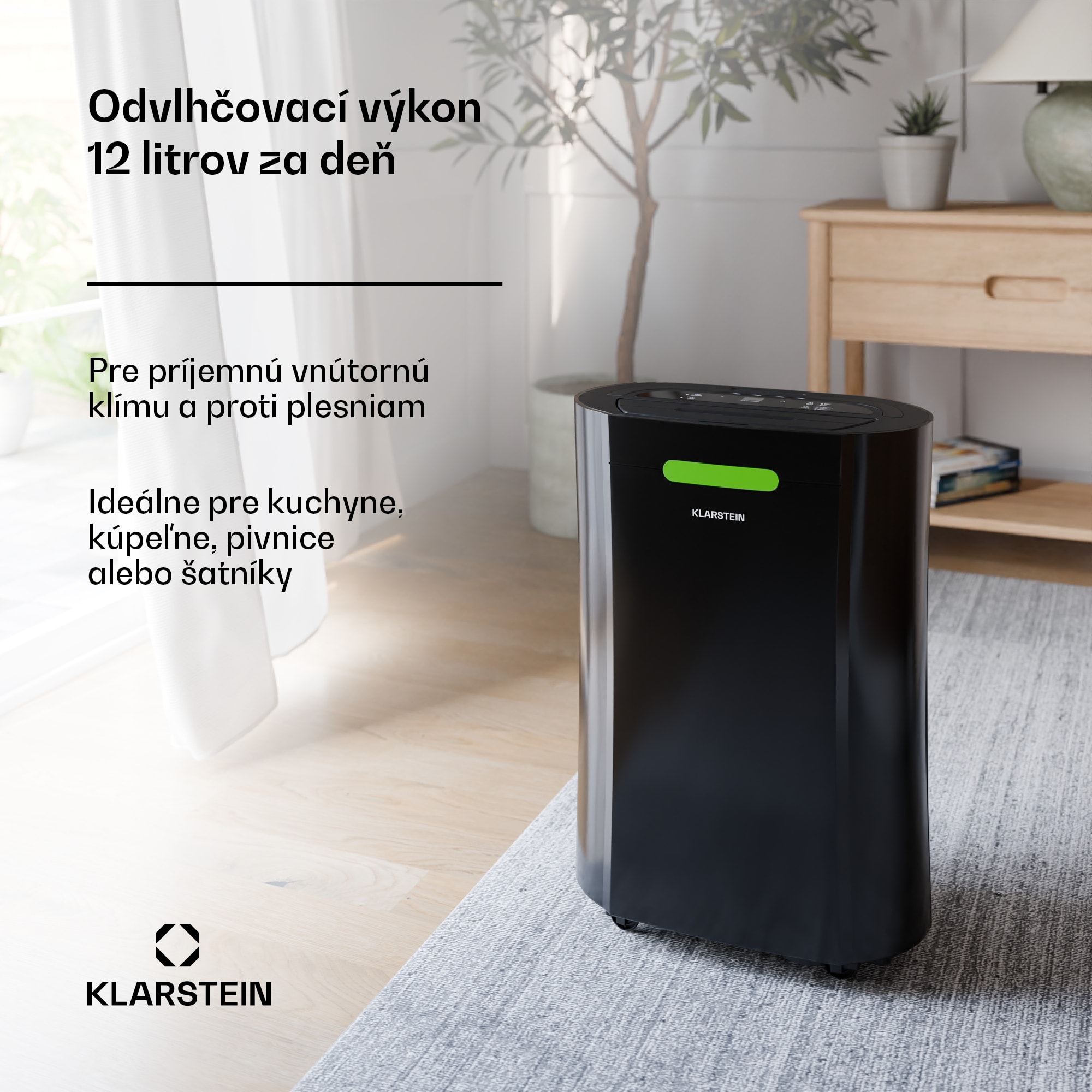 Klarstein AeroDry Smart 12 odvlhčovač vzduchu, 12 l/deň, 25-30m², senzor vlhkosti, ovládanie pomocou aplikácie, 135 m³/h – Obrázok 3