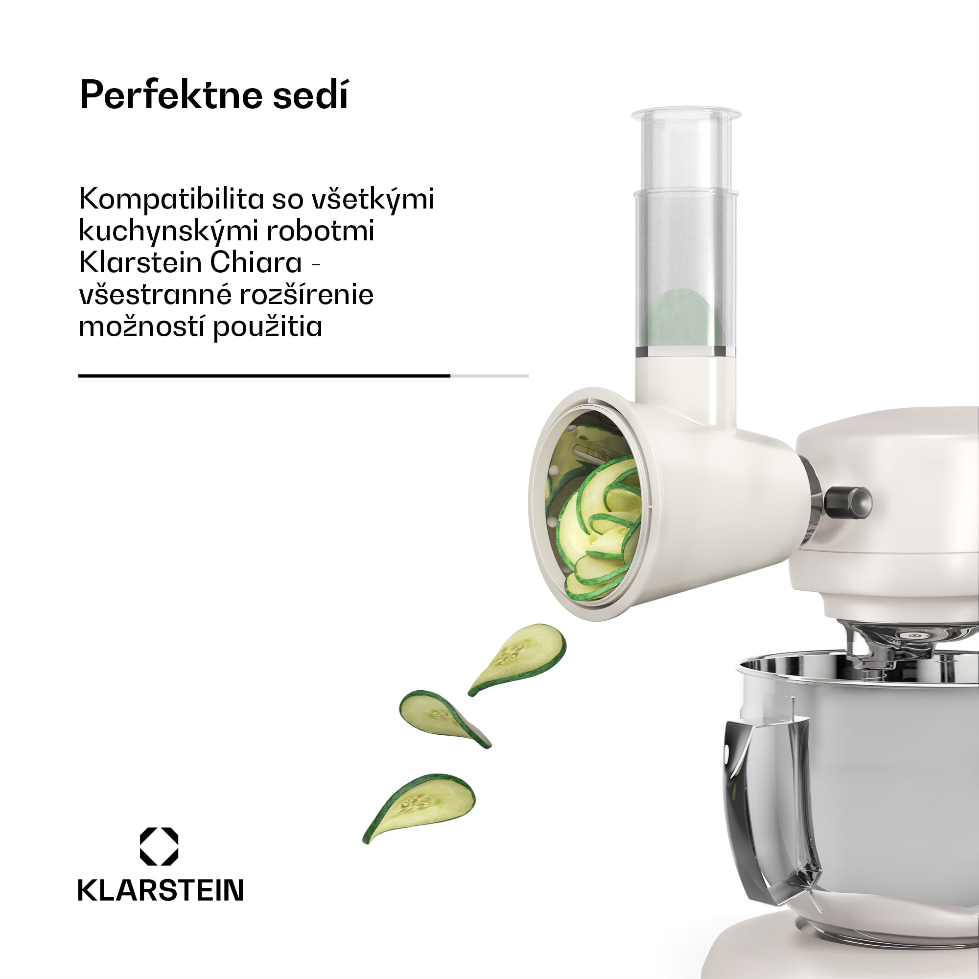 Klarstein Nástavec na šalát Chiara, 3 rôzne čepele, nehrdzavejúca oceľ, kompaktný, ľahko sa čistí – Obrázok 2