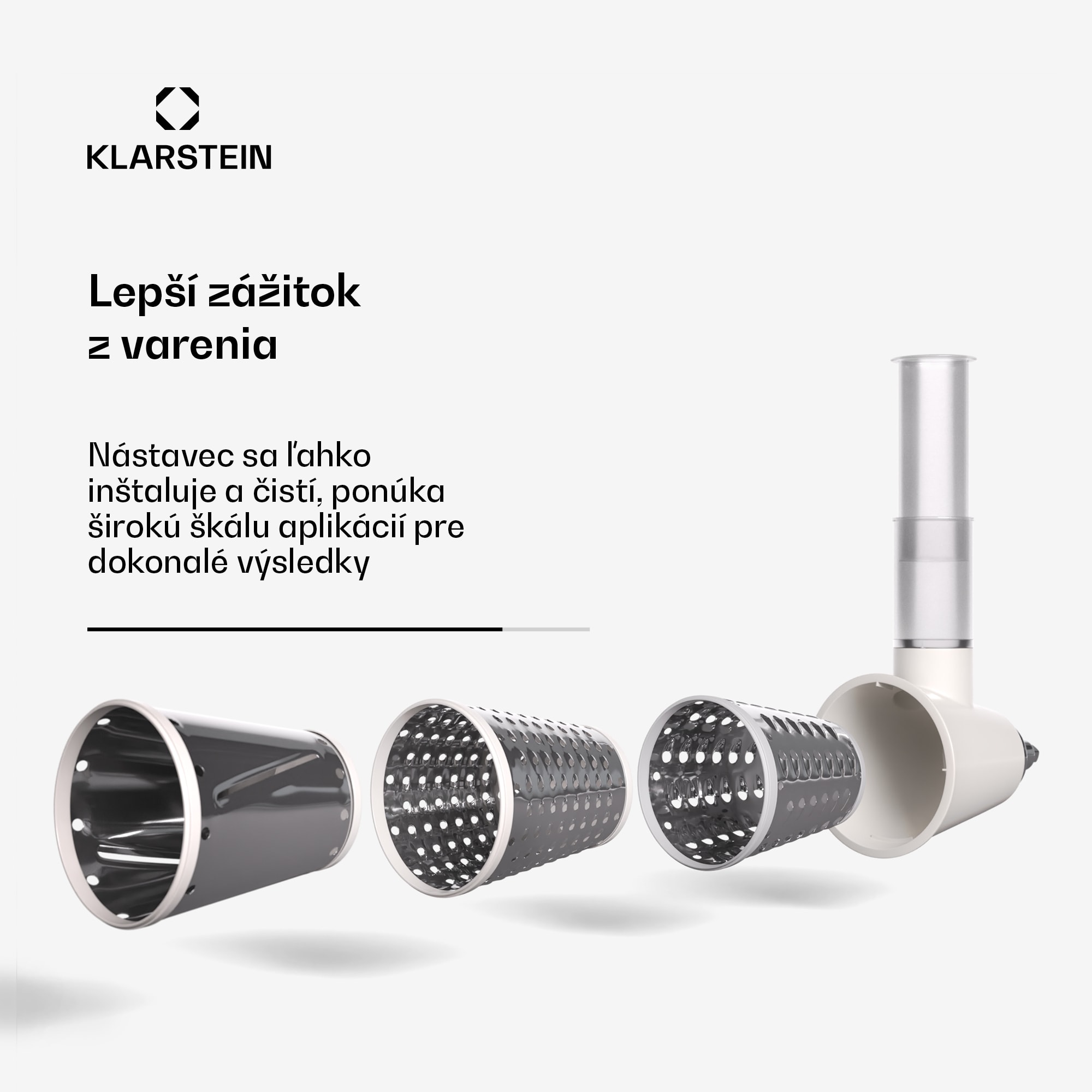 Klarstein Nástavec na šalát Chiara, 3 rôzne čepele, nehrdzavejúca oceľ, kompaktný, ľahko sa čistí – Obrázok 4