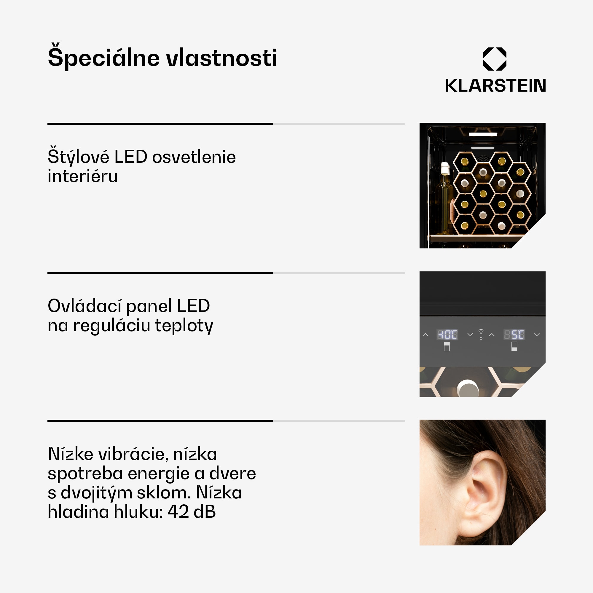 Klarstein Shirley chladnička na víno s mrazničkou, Zariadenie 2 v 1, Vintage, 2 chladiace zóny, 60 fliaš – Obrázok 5