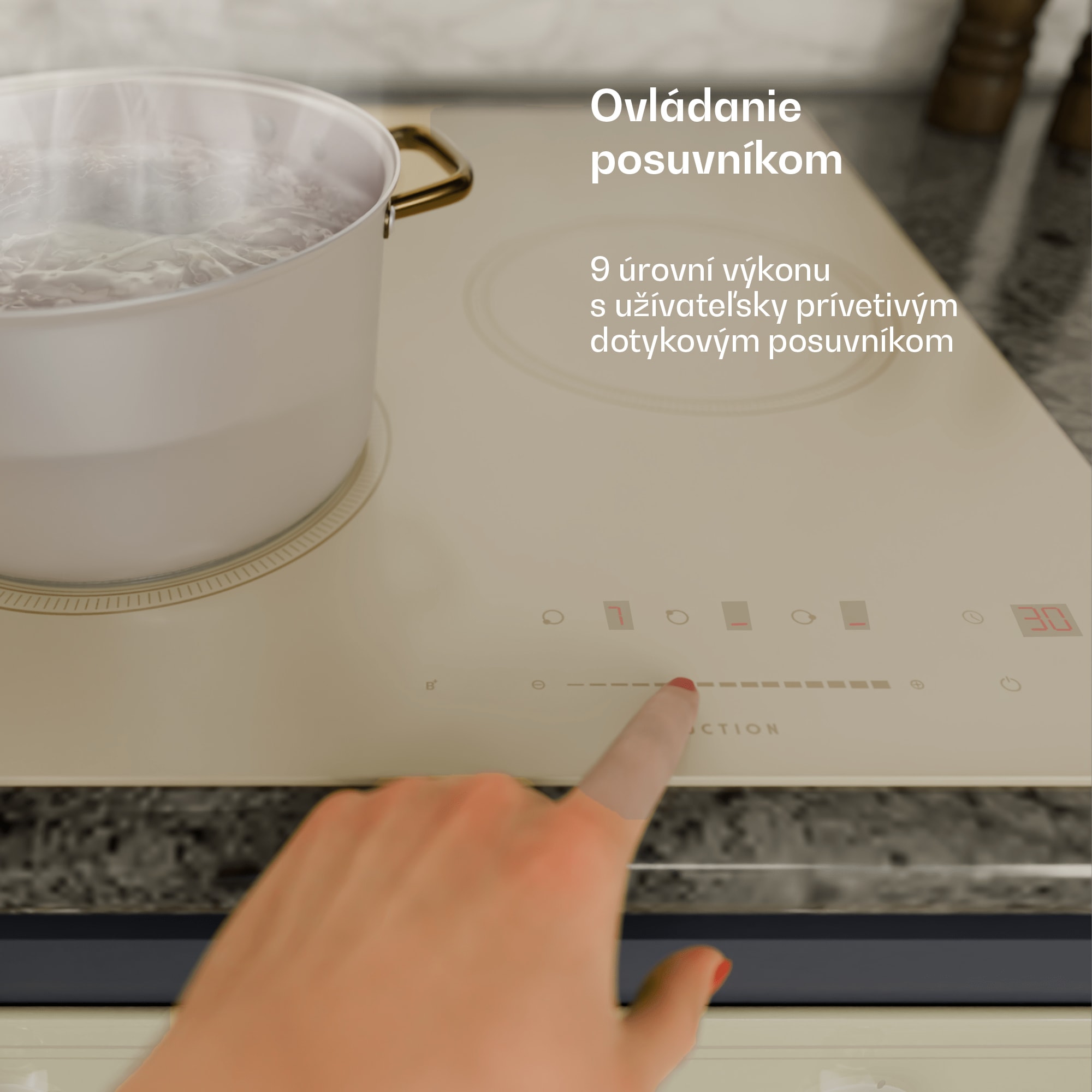 Klarstein Victoria indukčná varná doska, 45 cm, 6 600 W, 3 varné zóny, ovládanie posuvníkom, boost – Obrázok 5