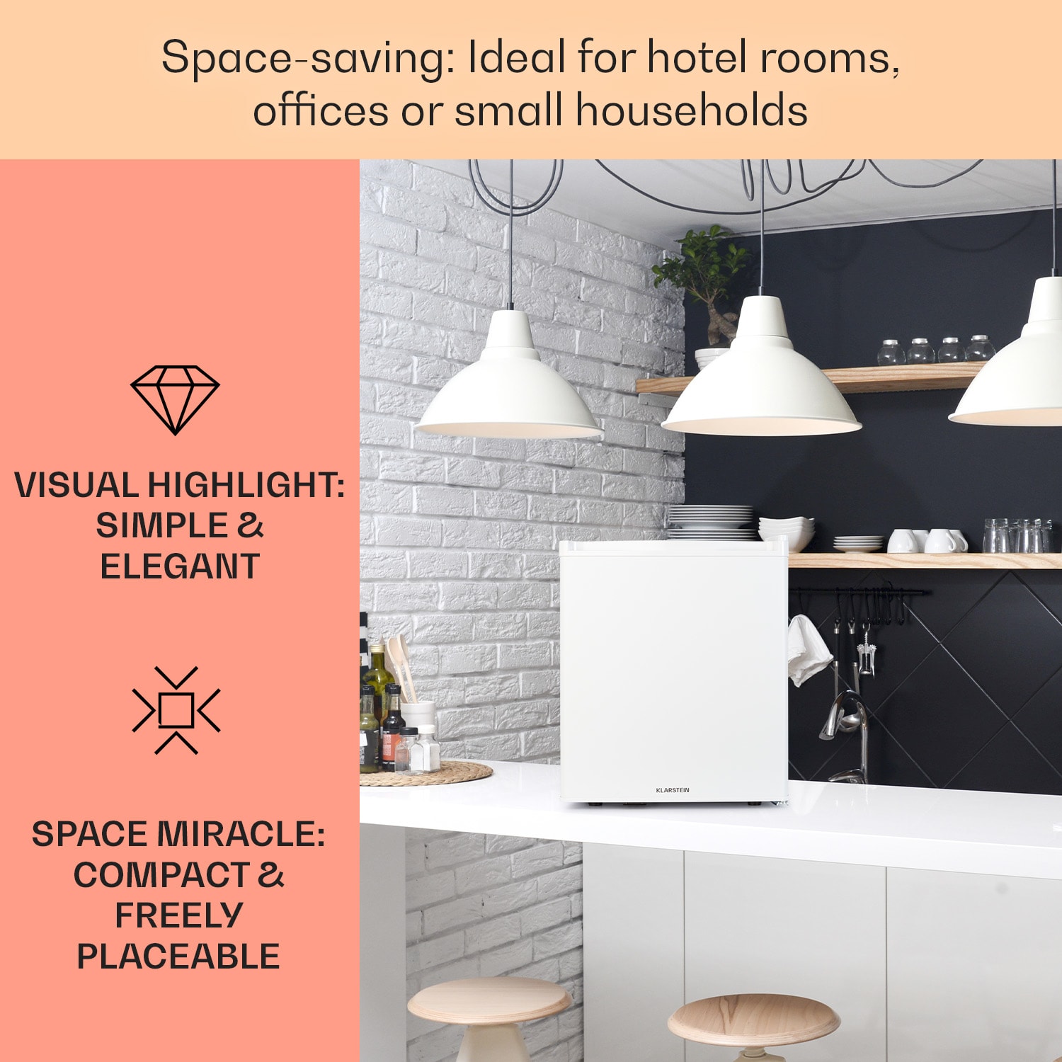 Klarstein Happy Hour 38, mini chladnička, minibar, 38 litrov, 26 dB – Obrázok 3