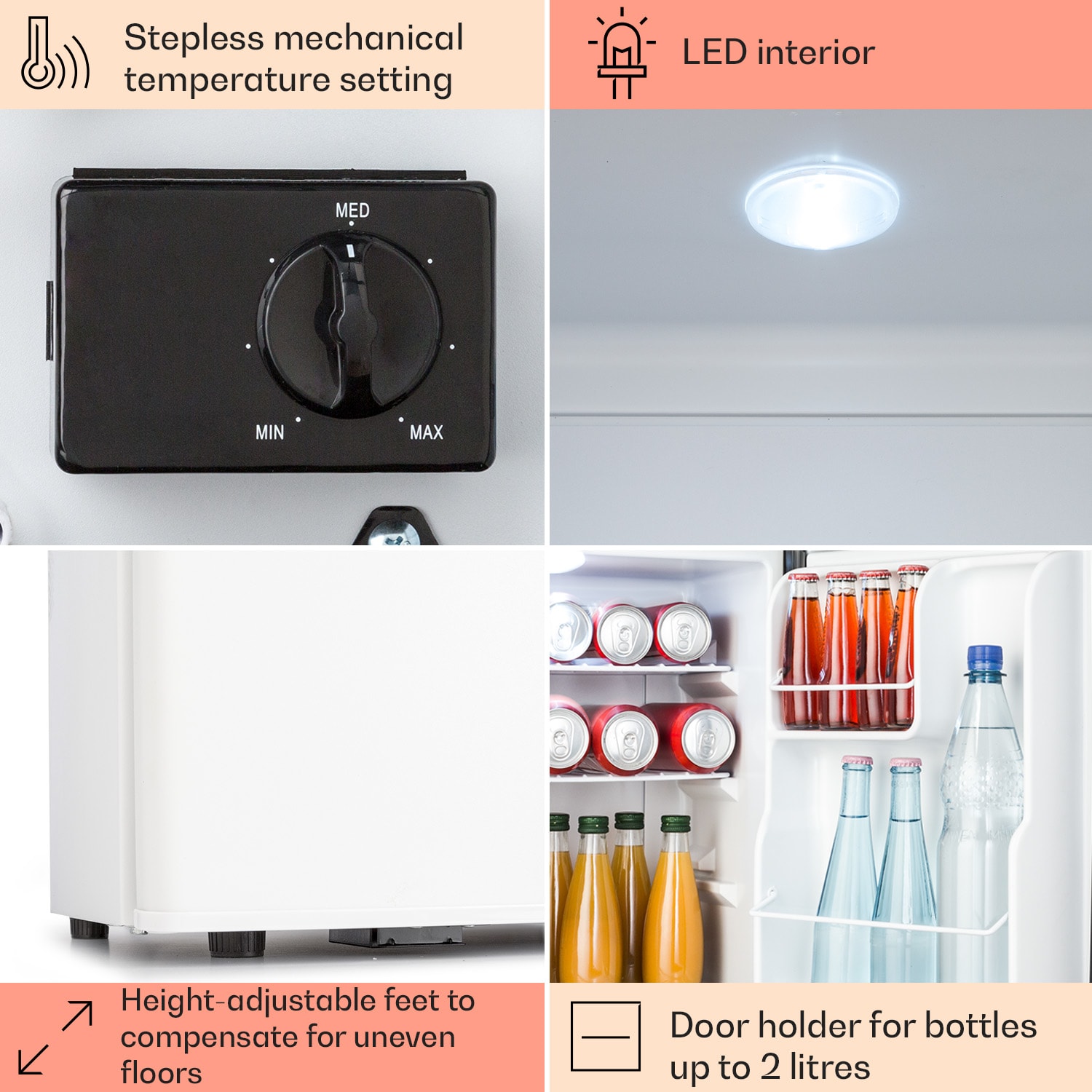 Klarstein Happy Hour 38, mini chladnička, minibar, 38 litrov, 26 dB – Obrázok 5