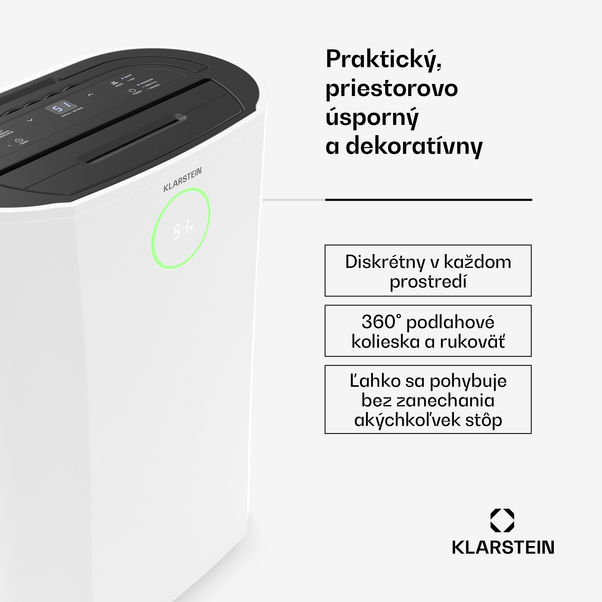 Klarstein DryFy ProConnect 16L odvlhčovač vzduchu, 16 l/deň, 18 m², WiFi, Aplikácia, LED indikátor, 24-hodinový časovač – Obrázok 2