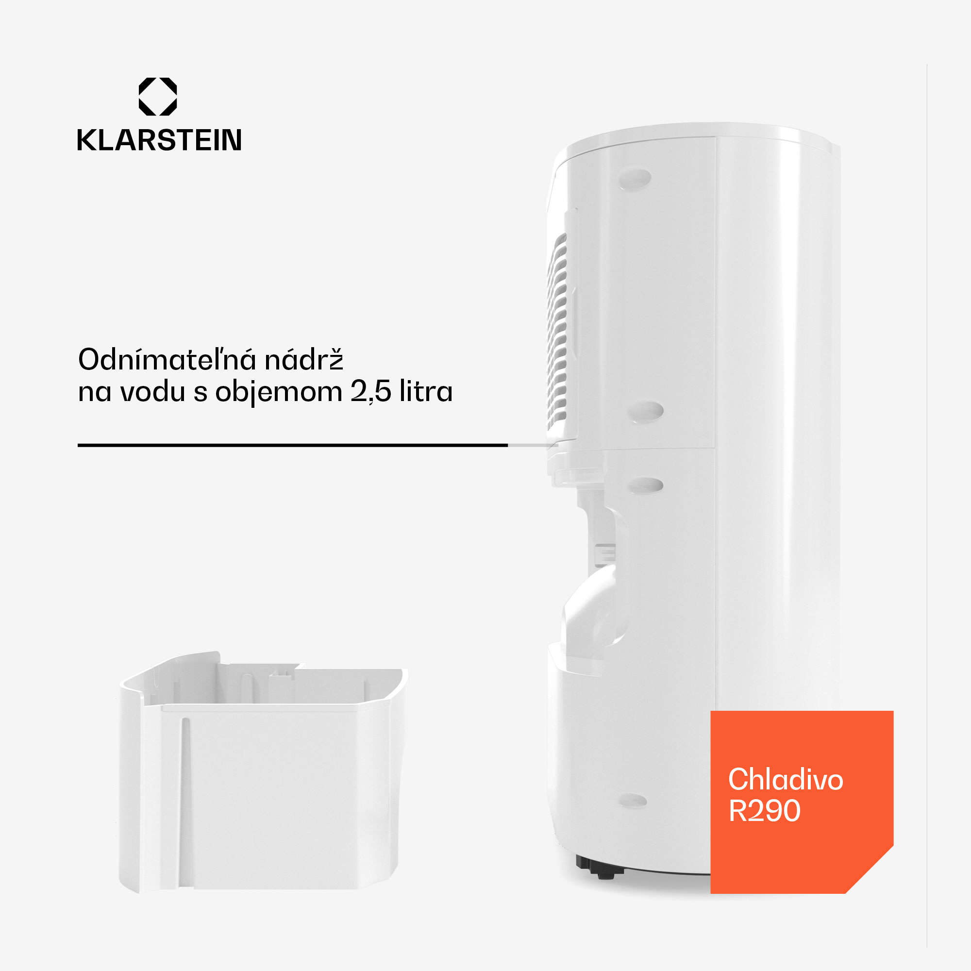 Klarstein DryFy ProConnect 16L odvlhčovač vzduchu, 16 l/deň, 18 m², WiFi, Aplikácia, LED indikátor, 24-hodinový časovač – Obrázok 5