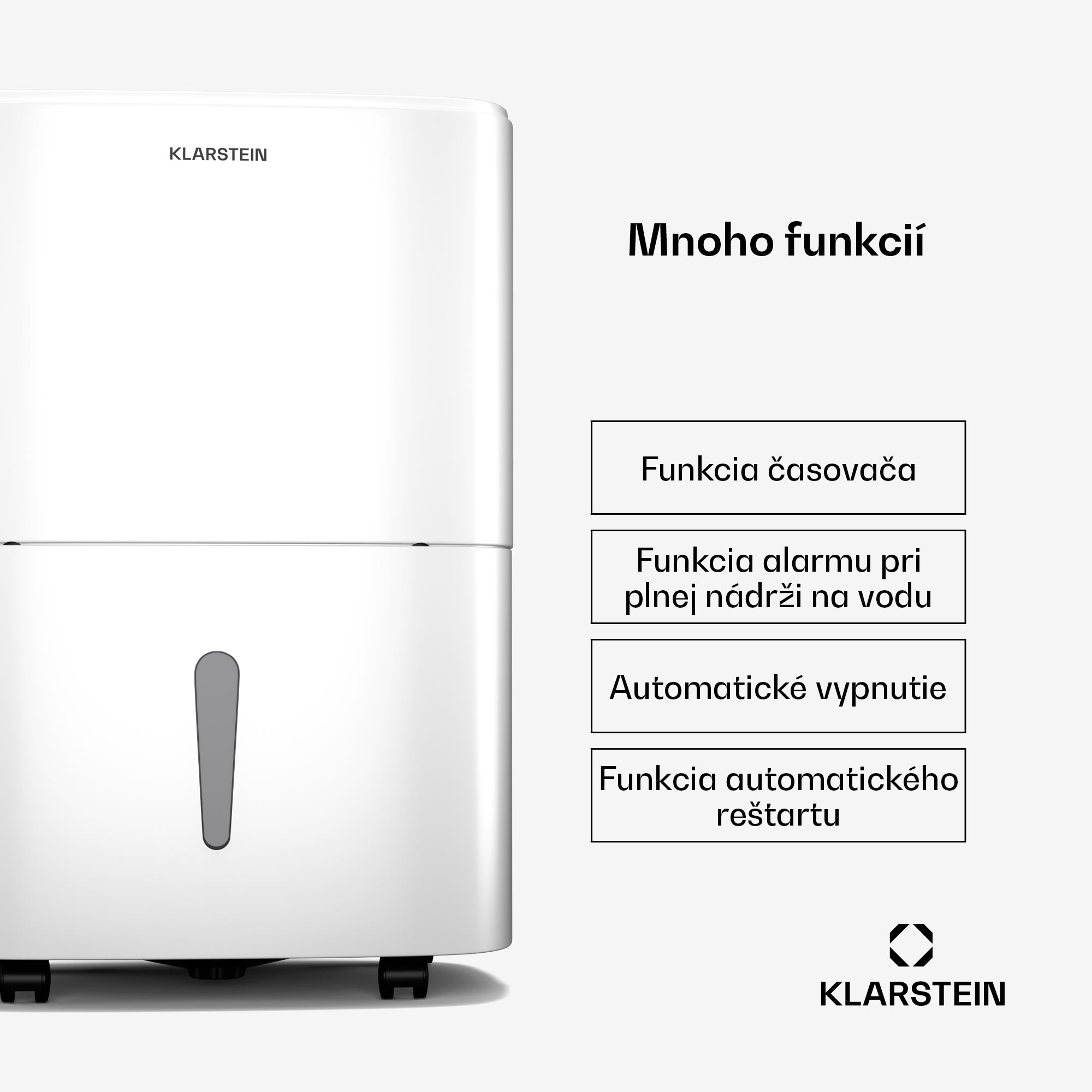 Klarstein DryFy 20L odvlhčovač, 20 l/deň, 50m², 230 m³/h, časovač, nádrž na vodu, mobilný – Obrázok 4