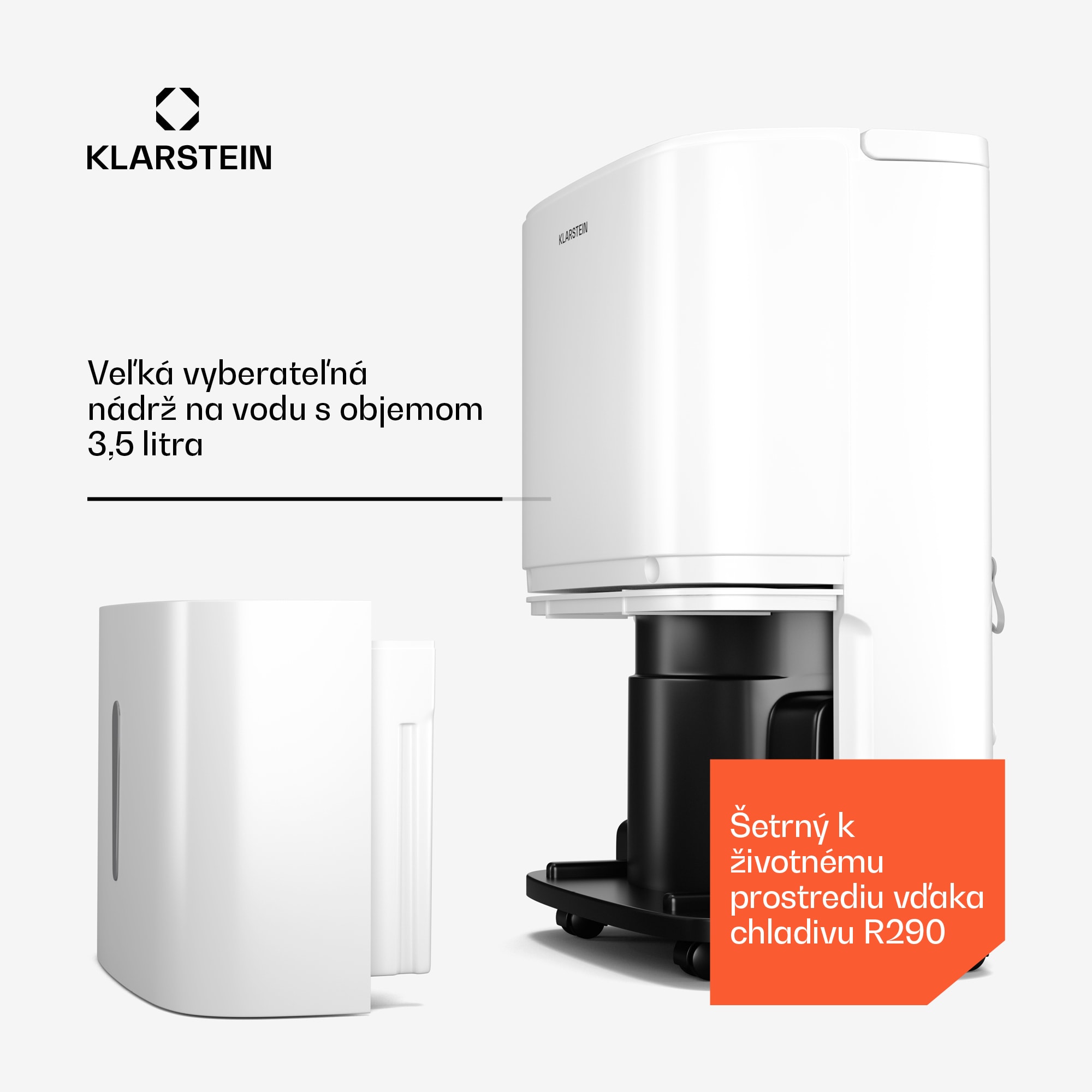Klarstein DryFy 20L odvlhčovač, 20 l/deň, 50m², 230 m³/h, časovač, nádrž na vodu, mobilný – Obrázok 5