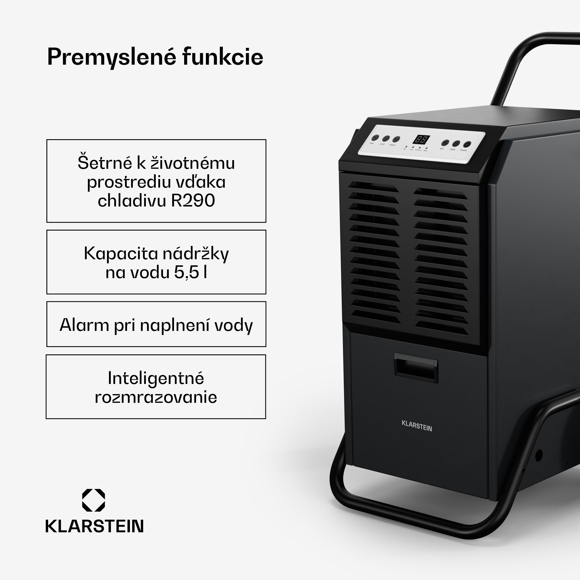Klarstein DuraDry 50L odvlhčovač vzduchu, 50 l/deň, 70-100 m², nehrdzavejúca oceľ, mobilný, 450 m³/h – Obrázok 5