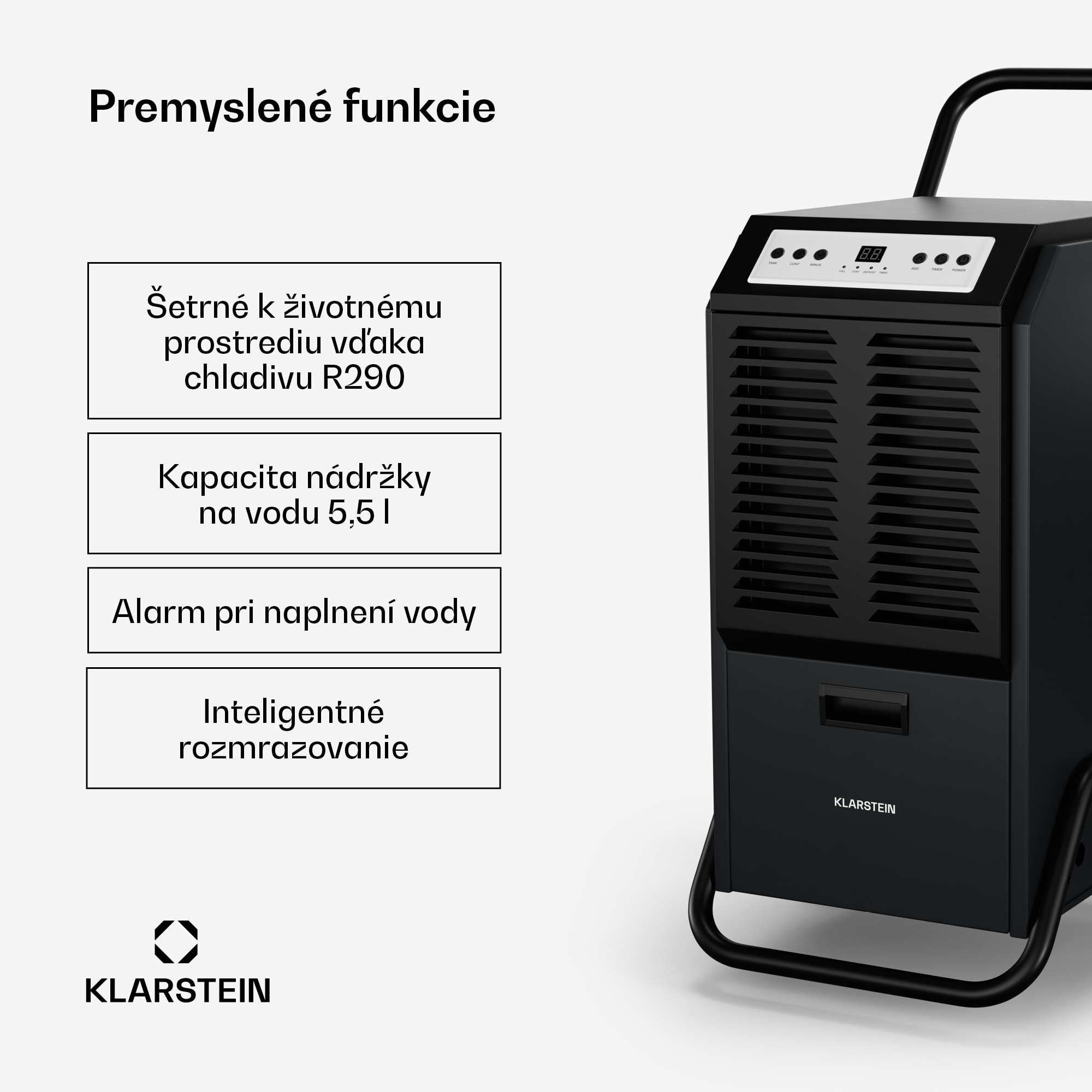 Klarstein DuraDry 70L odvlhčovač vzduchu, 70 l/deň, 90-140 m², nehrdzavejúca oceľ, mobilný, 450 m³/h – Obrázok 5