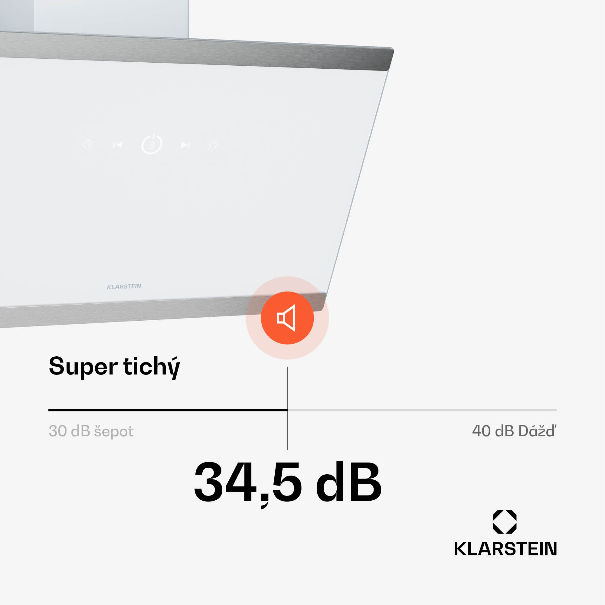 Klarstein FlashLine digestor, A++, 524 m³/h, 3 úrovne, dotykový, tichý, LED, odsávanie/recirkulácia, 100 W – Obrázok 4