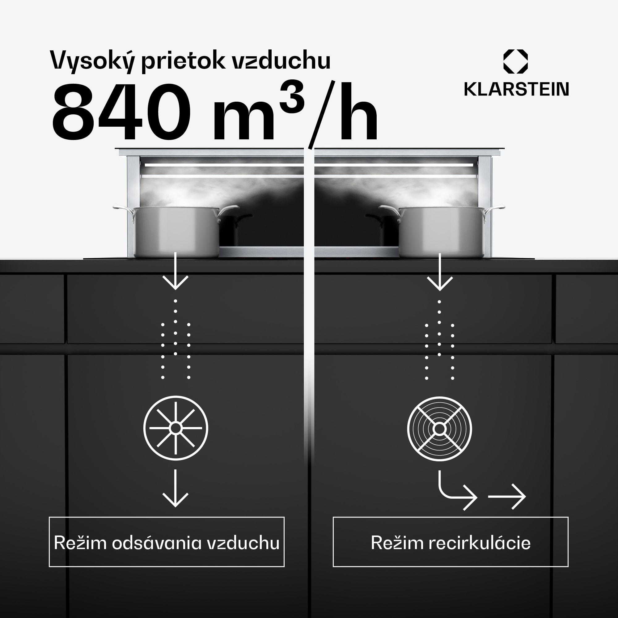 Klarstein Royal Flush Eco digestor, 840 m³/h prietoku vzduchu, šikmý, EEK A, 64 dB, LED – Obrázok 2