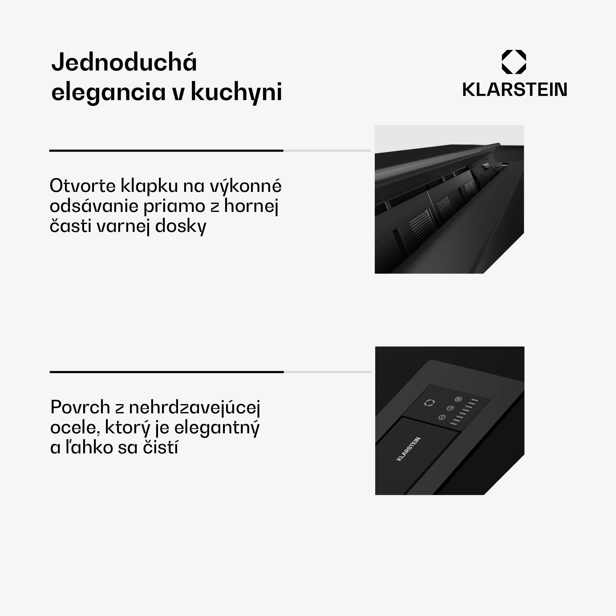 Klarstein Brisa digestor, výsuvný, 710 m³/h, A+, LED, 42 dB, režim odsávania/recirkulácie – Obrázok 3