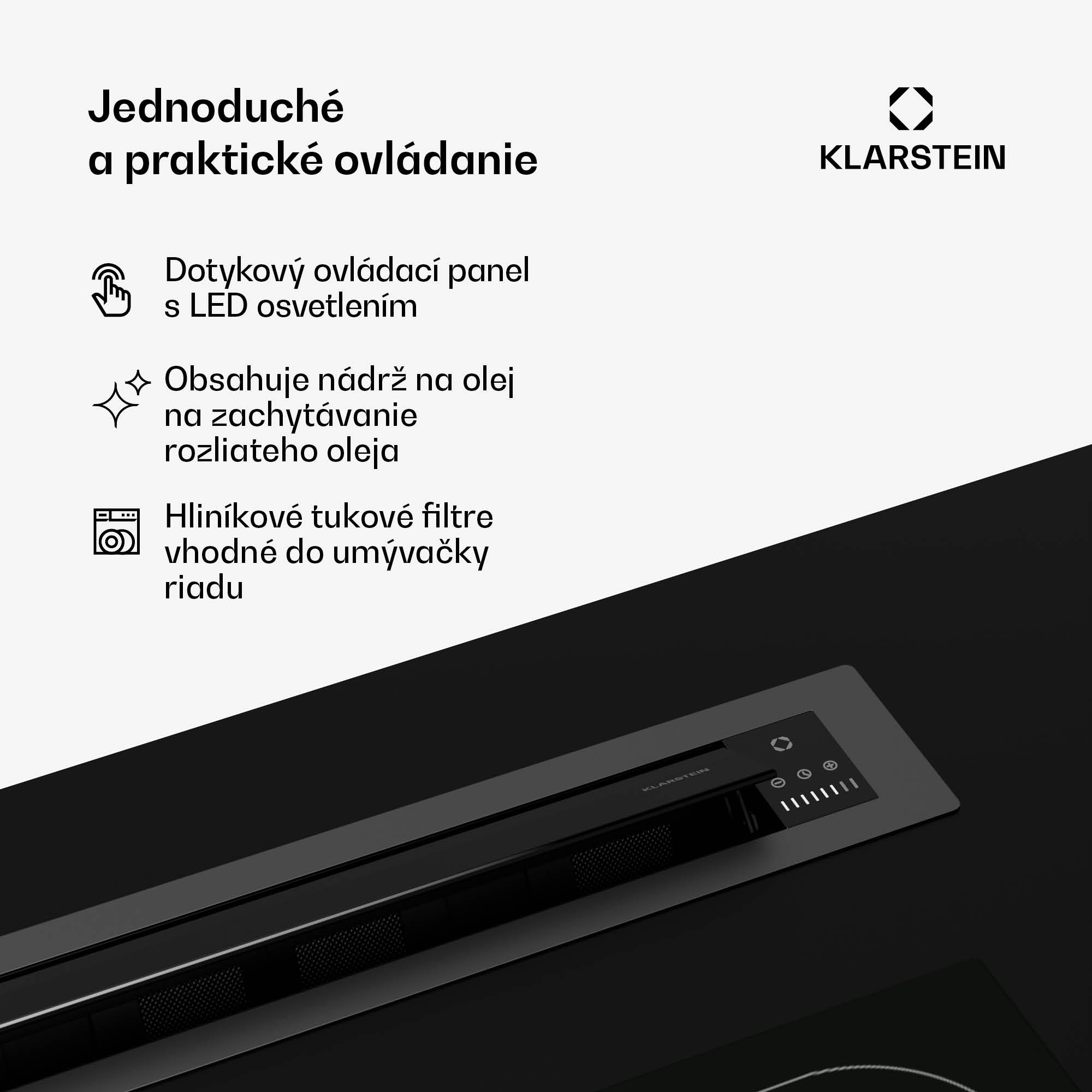 Klarstein Brisa digestor, výsuvný, 710 m³/h, A+, LED, 42 dB, režim odsávania/recirkulácie – Obrázok 5