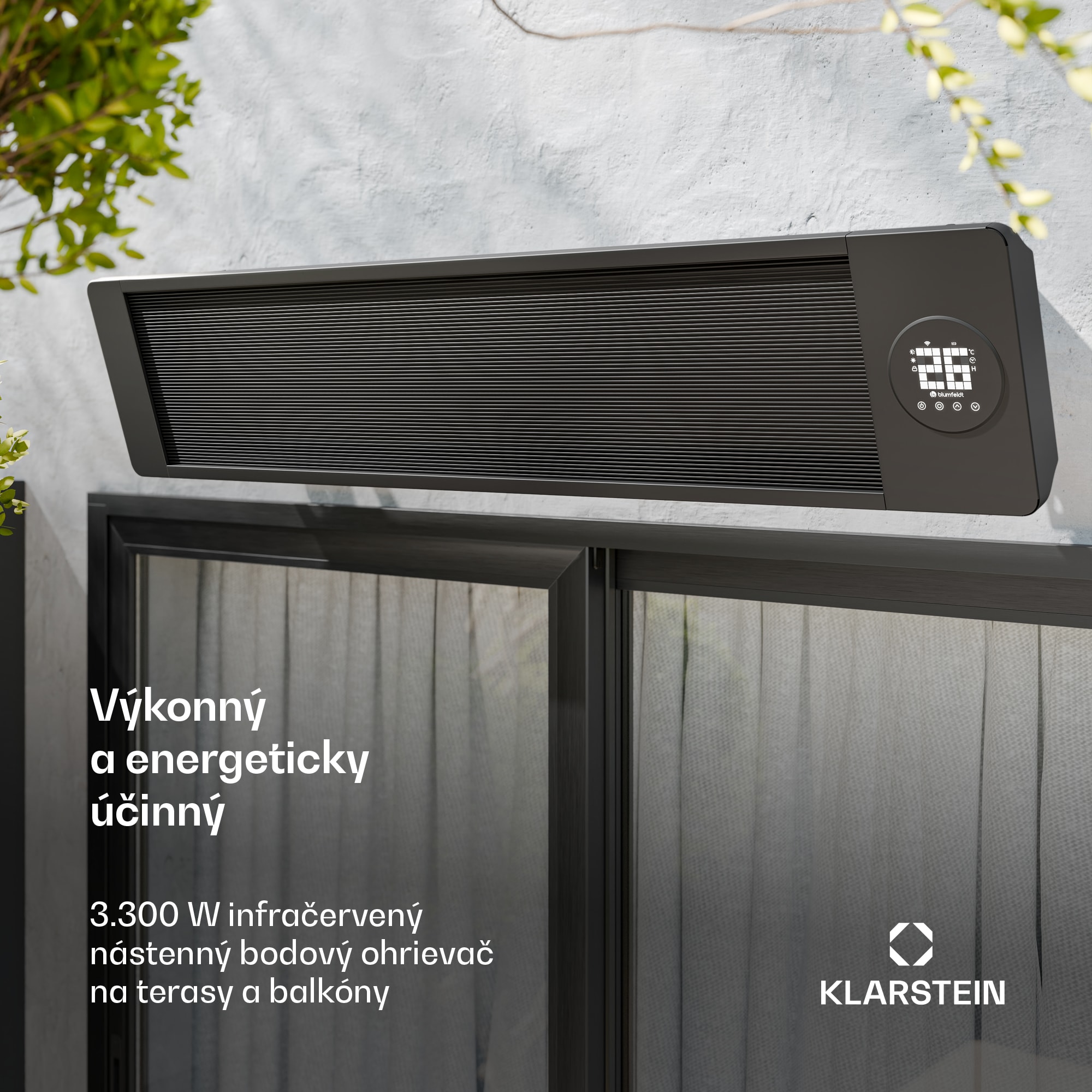 Blumfeldt Cosmic Beam infračervený nástenný ohrievač, pre exteriér, 5 až 50 stupňov, IP44, do 30 m² – Obrázok 2