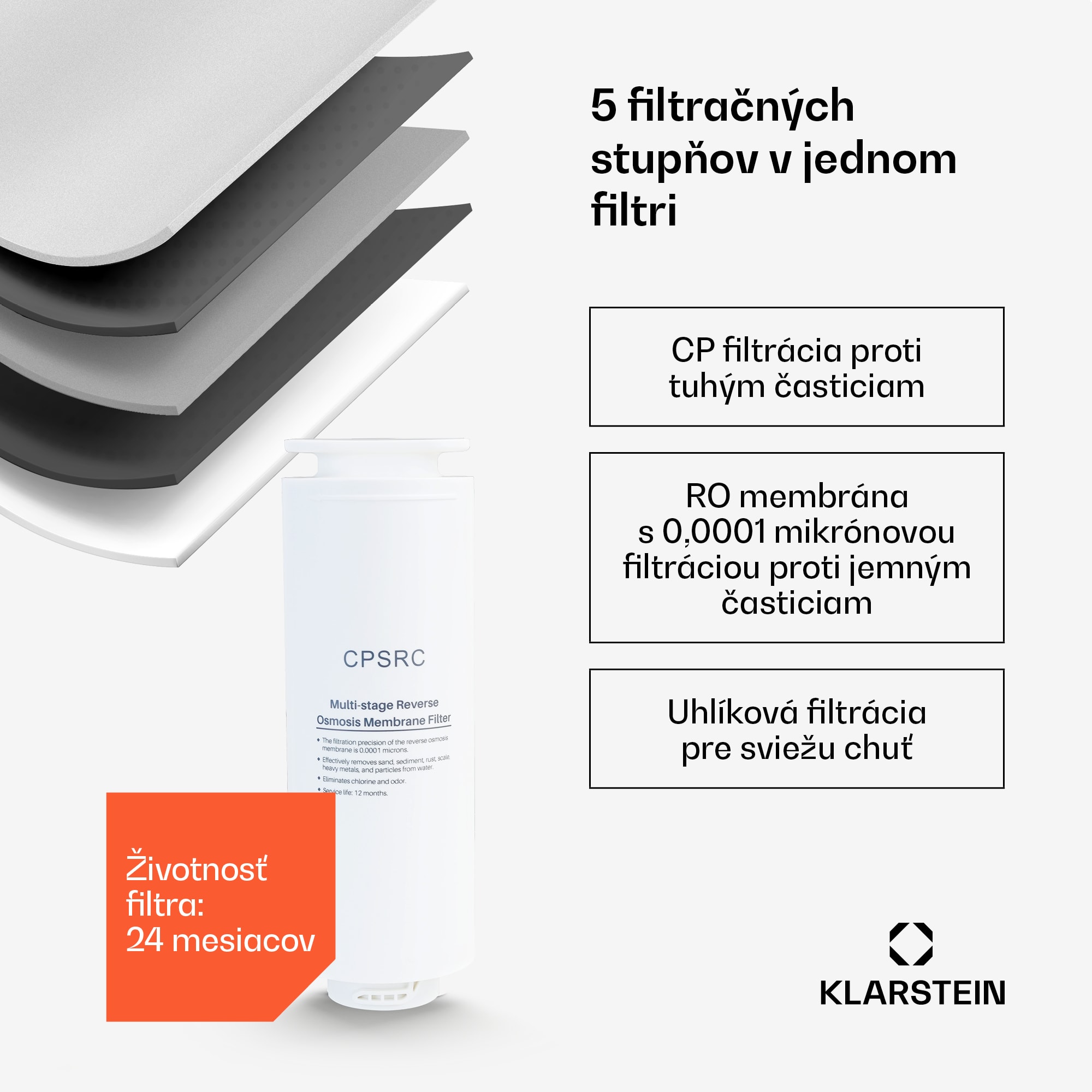 Klarstein VitalPour vodný filter, 5-stupňový filter, reverzná osmóza, 5 l nádrž, dotykový, mobilný, 3 sekundy – Obrázok 3