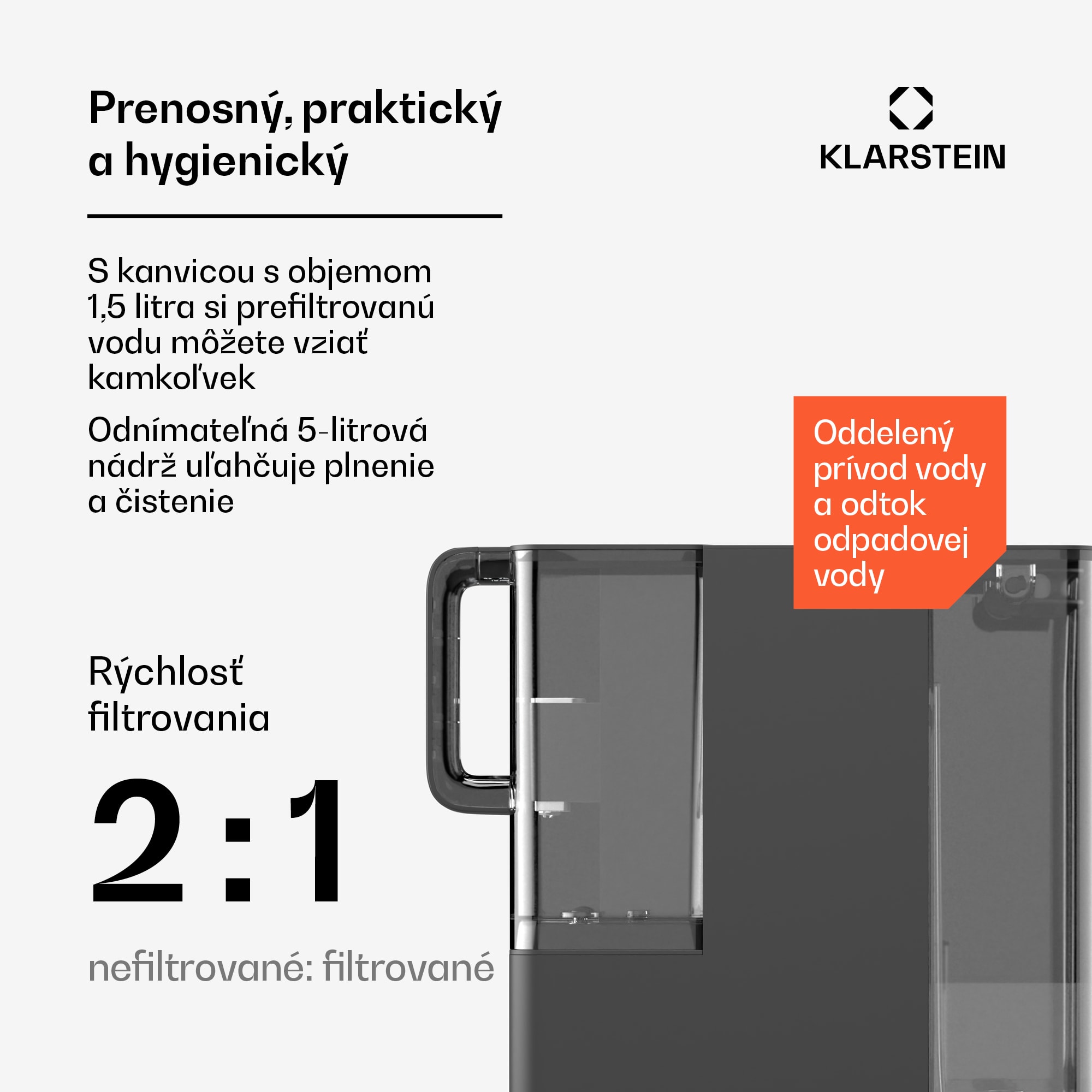 Klarstein VitalPour vodný filter, 5-stupňový filter, reverzná osmóza, 5 l nádrž, dotykový, mobilný, 3 sekundy – Obrázok 4