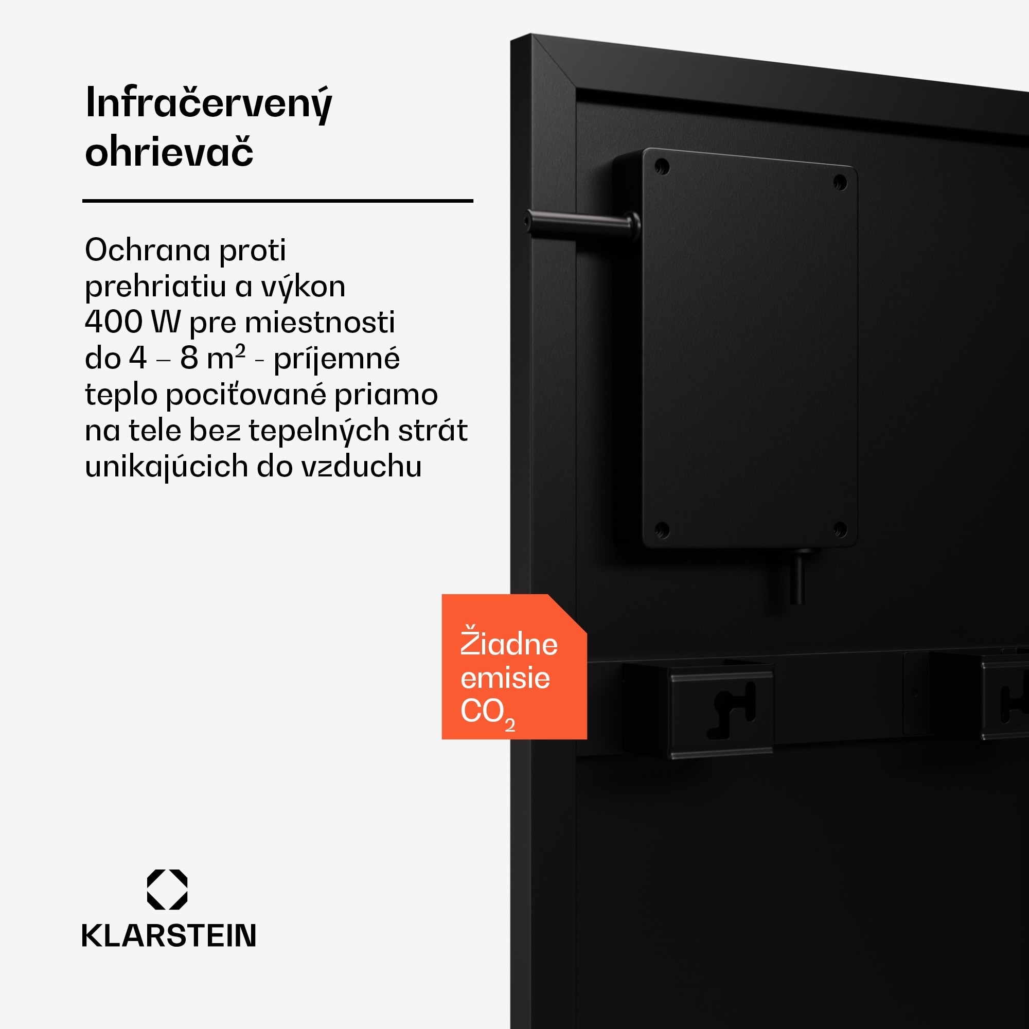 Klarstein Wonderwall Smart Bornholm Infračervený ohrievač, 400 W, Inteligentné ovládanie, montáž na stenu, LED-Displej – Obrázok 3
