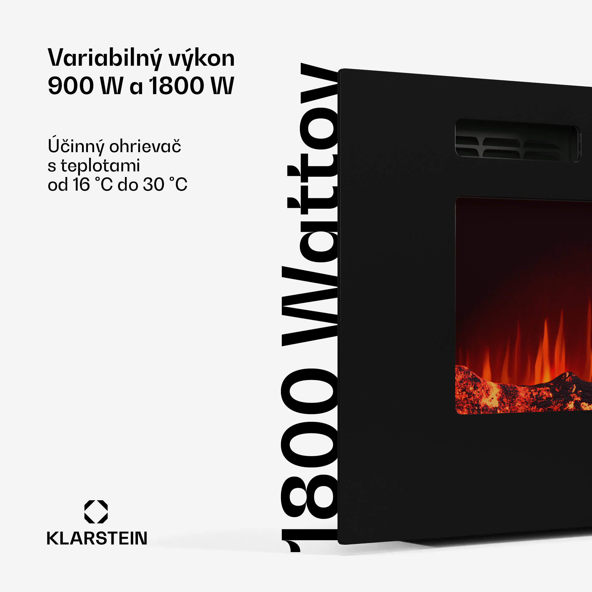 Klarstein Galeras Smart Inteligentný elektrický krb, 2 nastavenia teploty, 16 - 30°| LED ilúzia plameňa, Možnosť pripojenia k IOT – Obrázok 2