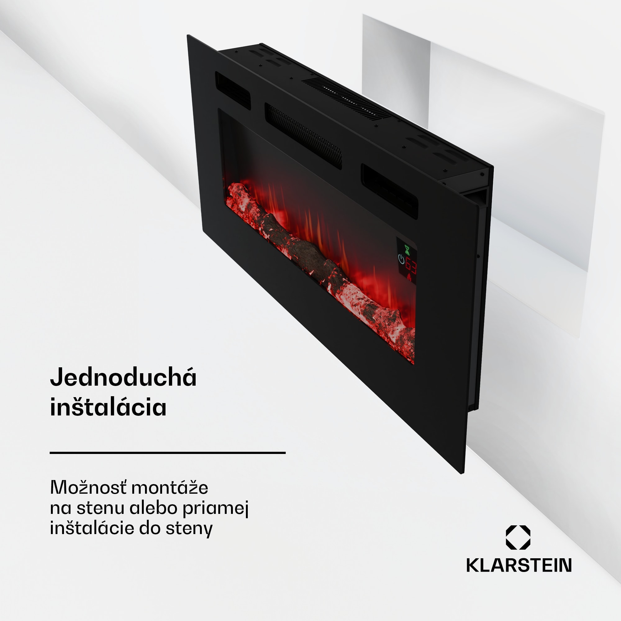 Klarstein Galeras Smart Inteligentný elektrický krb, 2 nastavenia teploty, 16 - 30°| LED ilúzia plameňa, Možnosť pripojenia k IOT – Obrázok 3