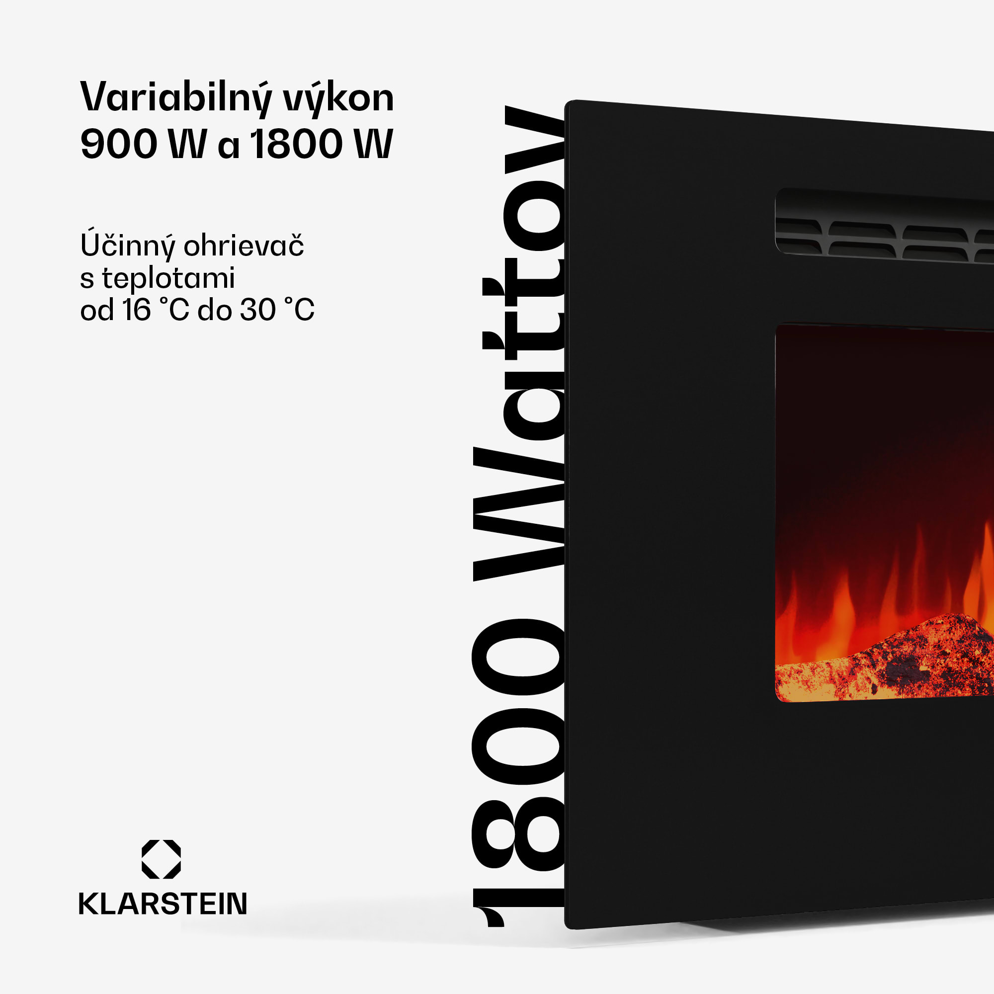 Klarstein Galeras Smart Inteligentný elektrický krb, 2 nastavenia teploty, 16 - 30°| LED ilúzia plameňa, Možnosť pripojenia k IOT – Obrázok 2