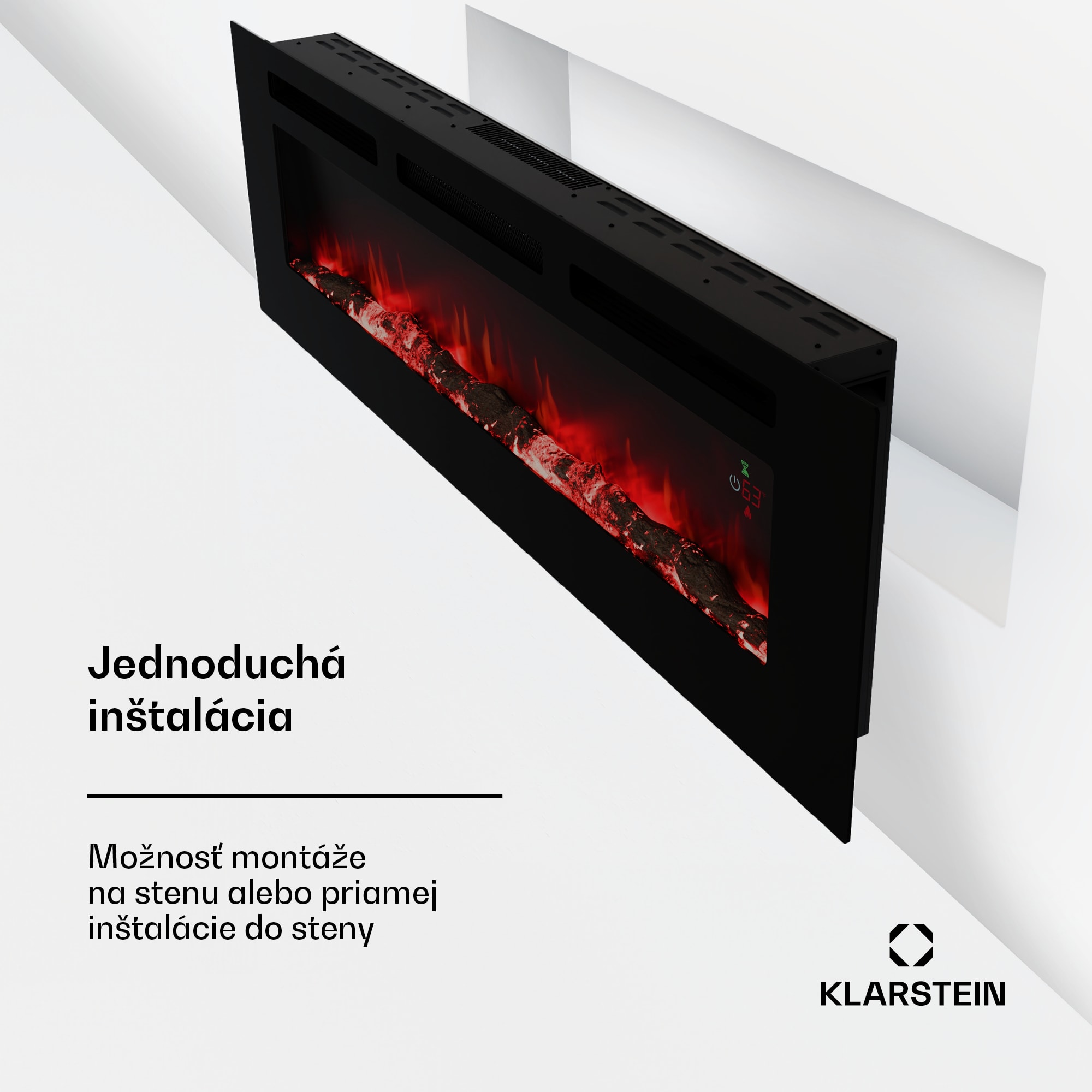 Klarstein Galeras Smart Inteligentný elektrický krb, 2 nastavenia teploty, 16 - 30°| LED ilúzia plameňa, Možnosť pripojenia k IOT – Obrázok 3