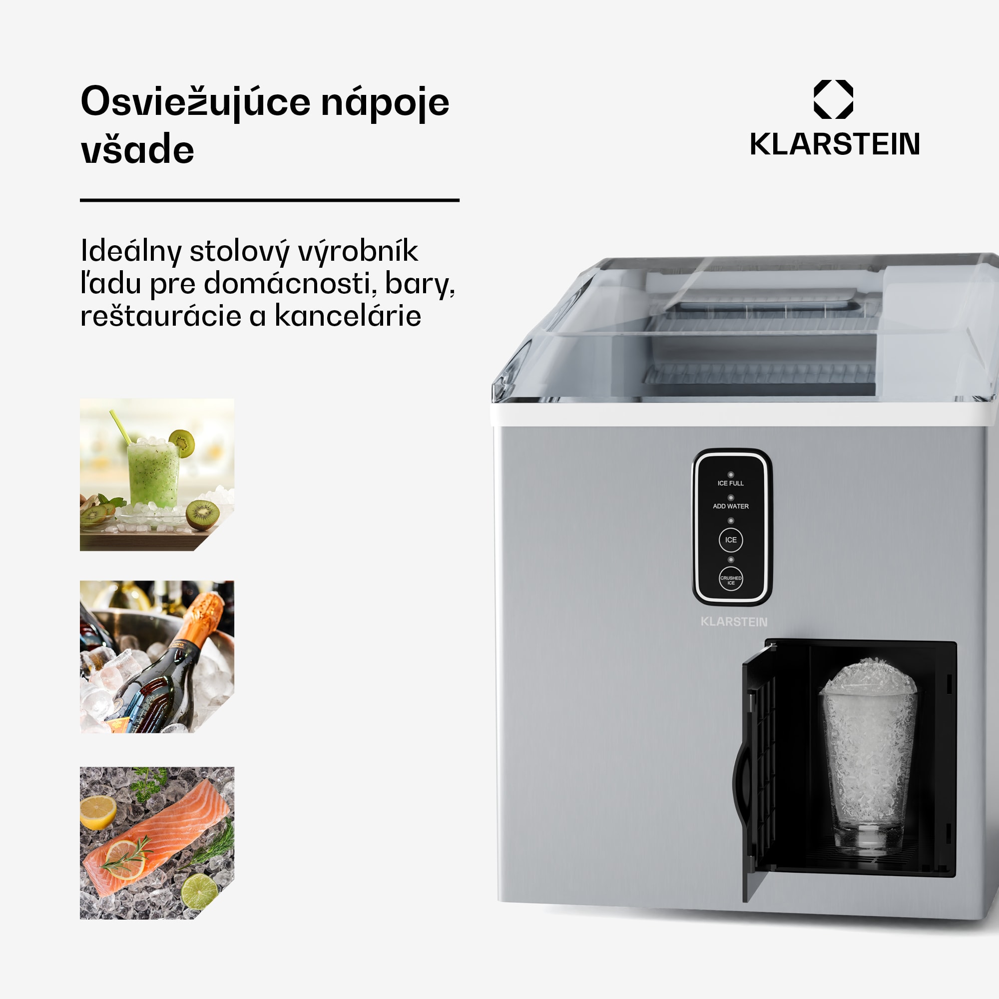 Klarstein Bullet Ice výrobník ľadu, 15 kg ľadu denne, Bullet & drvený ľad, Nehrdzavejúca oceľ – Obrázok 3