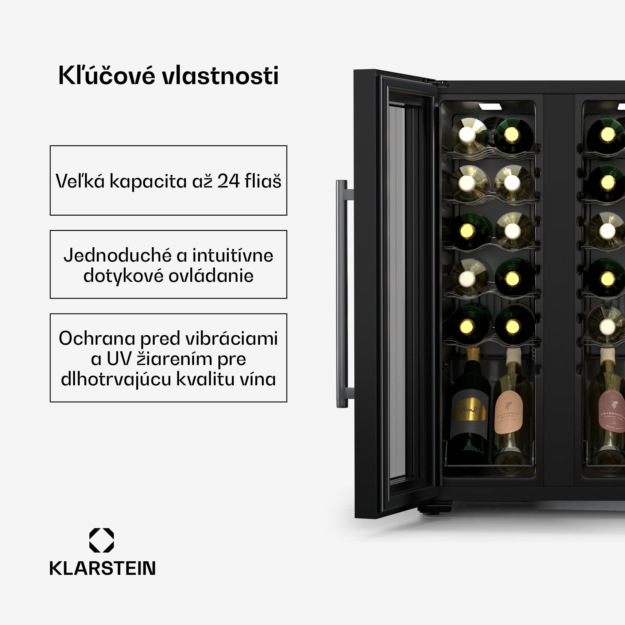 Klarstein Shiraz chladnička na víno, 2 chladiace zóny, dotykové ovládanie, LED osvetlenie, voľne stojaca – Obrázok 2