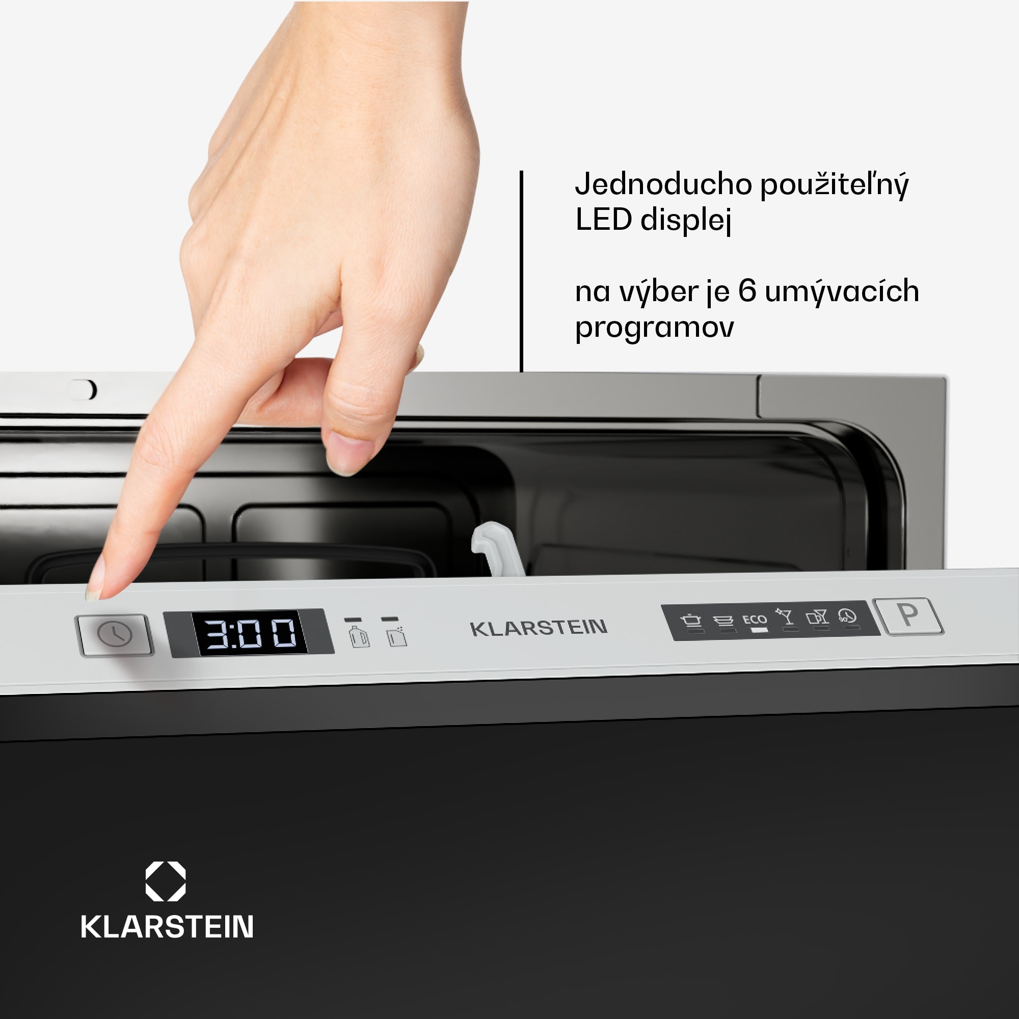 Klarstein Havasia UV 6 Secret vstavaná umývačka riadu, kompaktná, 6 súprav, UV-Svetlo, 6 Programov – Obrázok 4