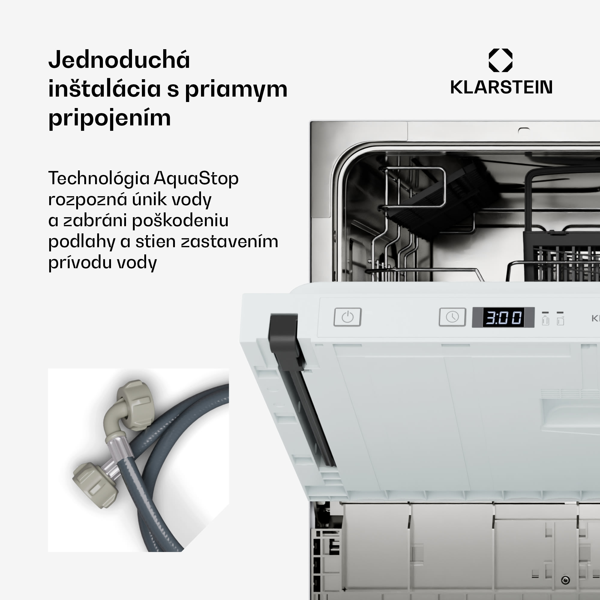 Klarstein Havasia UV 6 Secret vstavaná umývačka riadu, kompaktná, 6 súprav, UV-Svetlo, 6 Programov – Obrázok 5