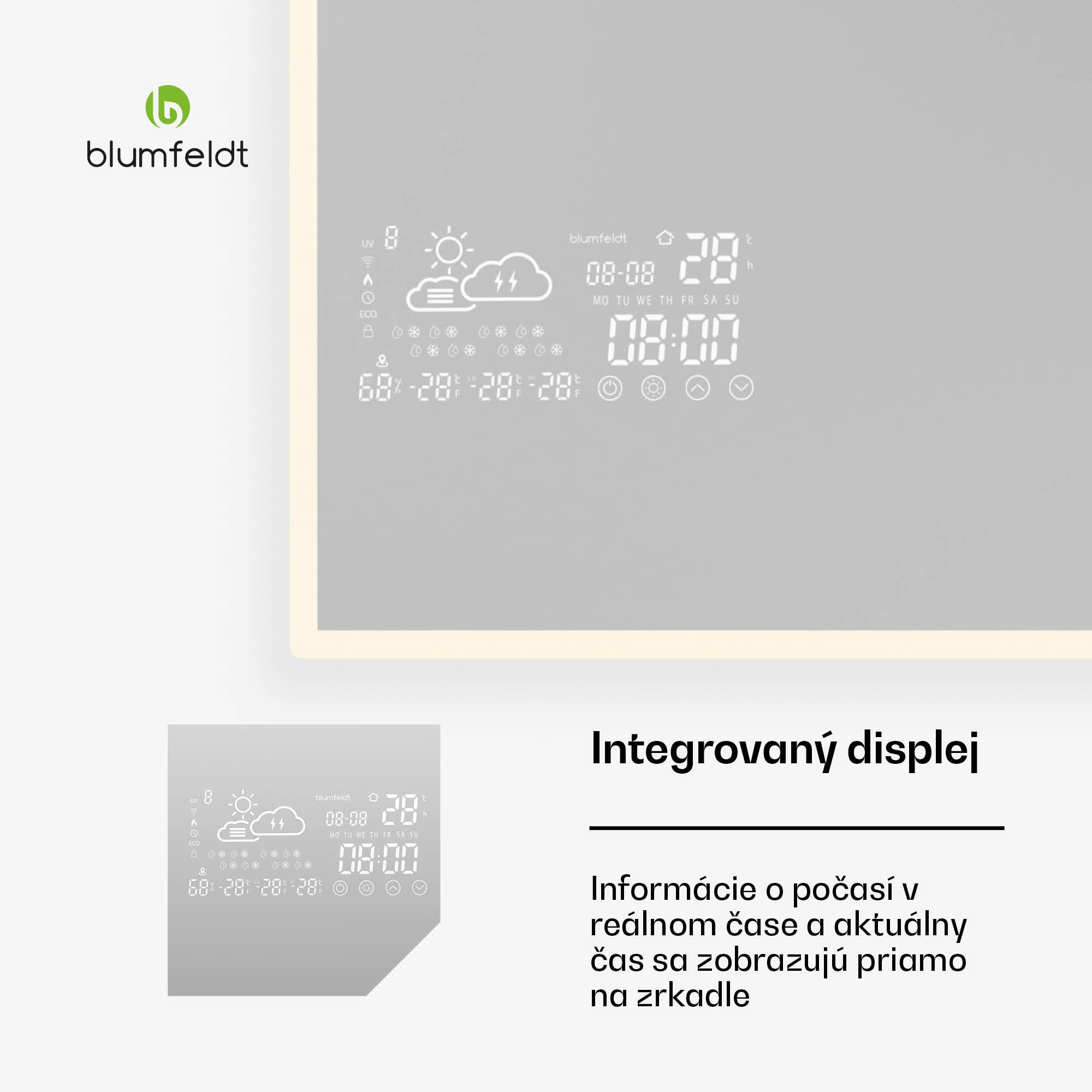 Blumfeldt Infračervený ohrievač, Smart Mirror, Infračervené žiarenie, 500 W, IP44 – Obrázok 3