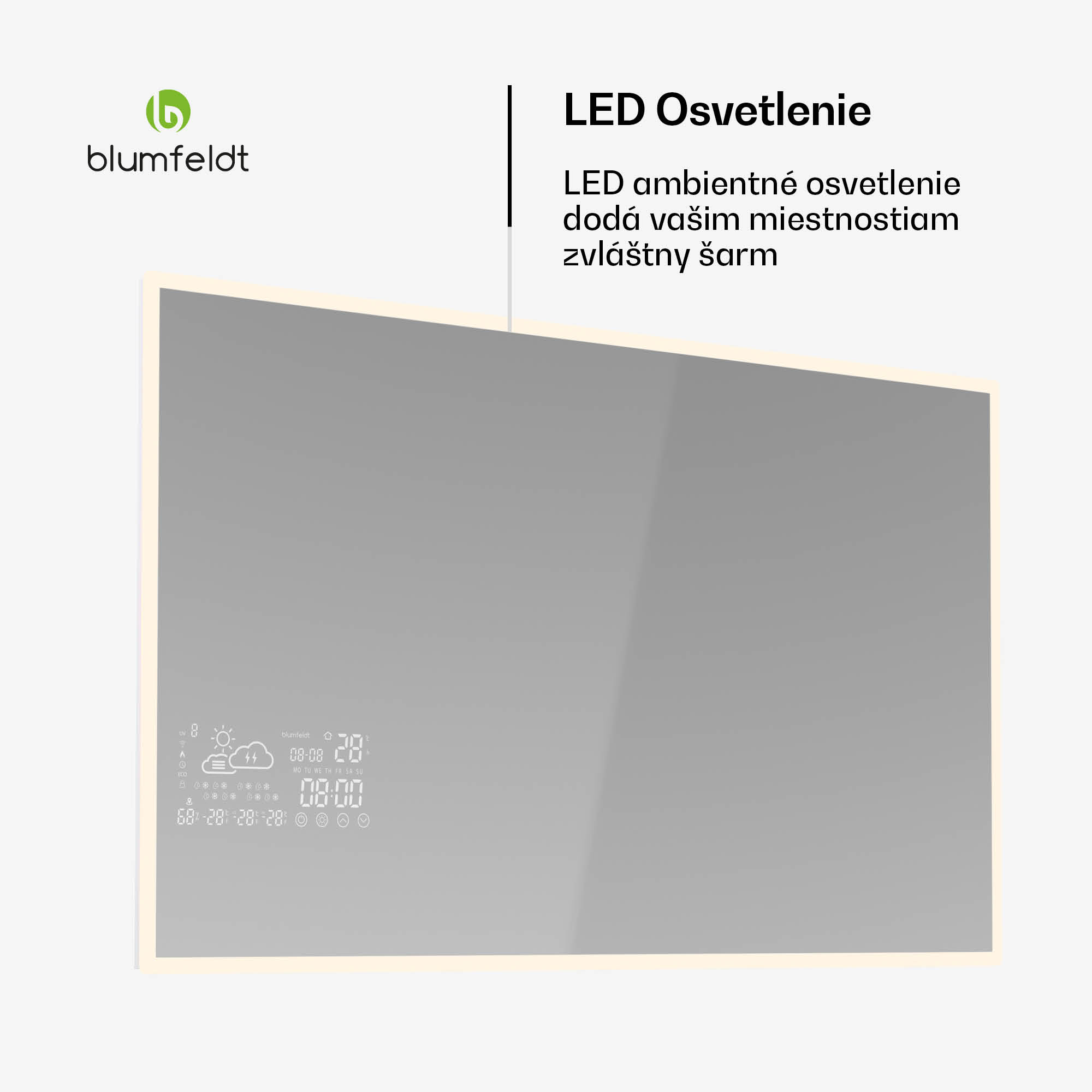 Blumfeldt Infračervený ohrievač, Smart Mirror, Infračervené žiarenie, 500 W, IP44 – Obrázok 5