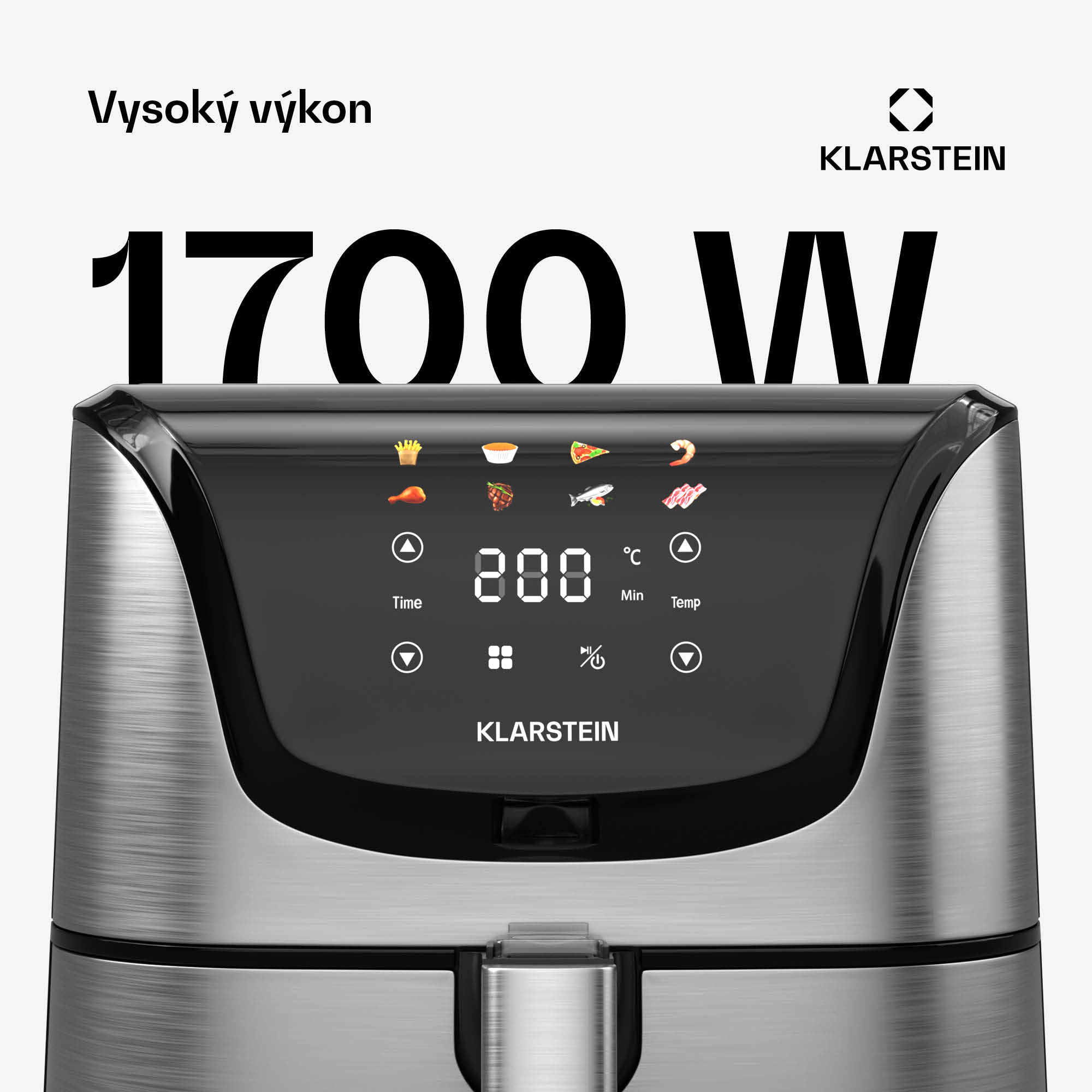 Klarstein AeroVital Deluxe teplovzdušná fritéza, 1700 W, 8 programov, vrátane príslušenstva, 200°C, Časovač – Obrázok 2