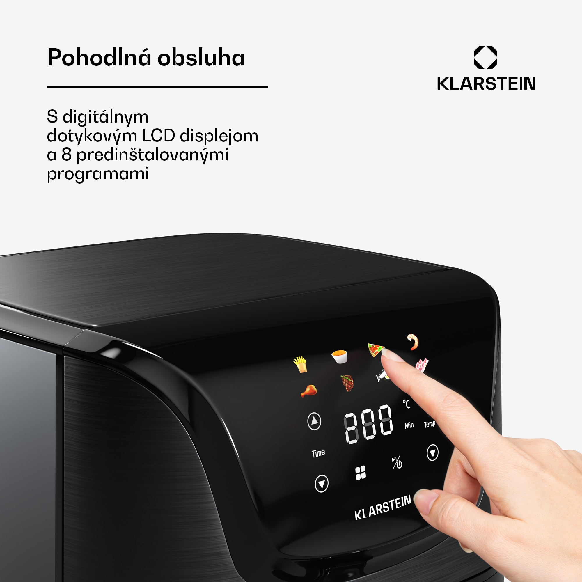 Klarstein AeroVital Deluxe teplovzdušná fritéza, 1700 W, 8 programov, vrátane príslušenstva, 200°C, Časovač – Obrázok 4