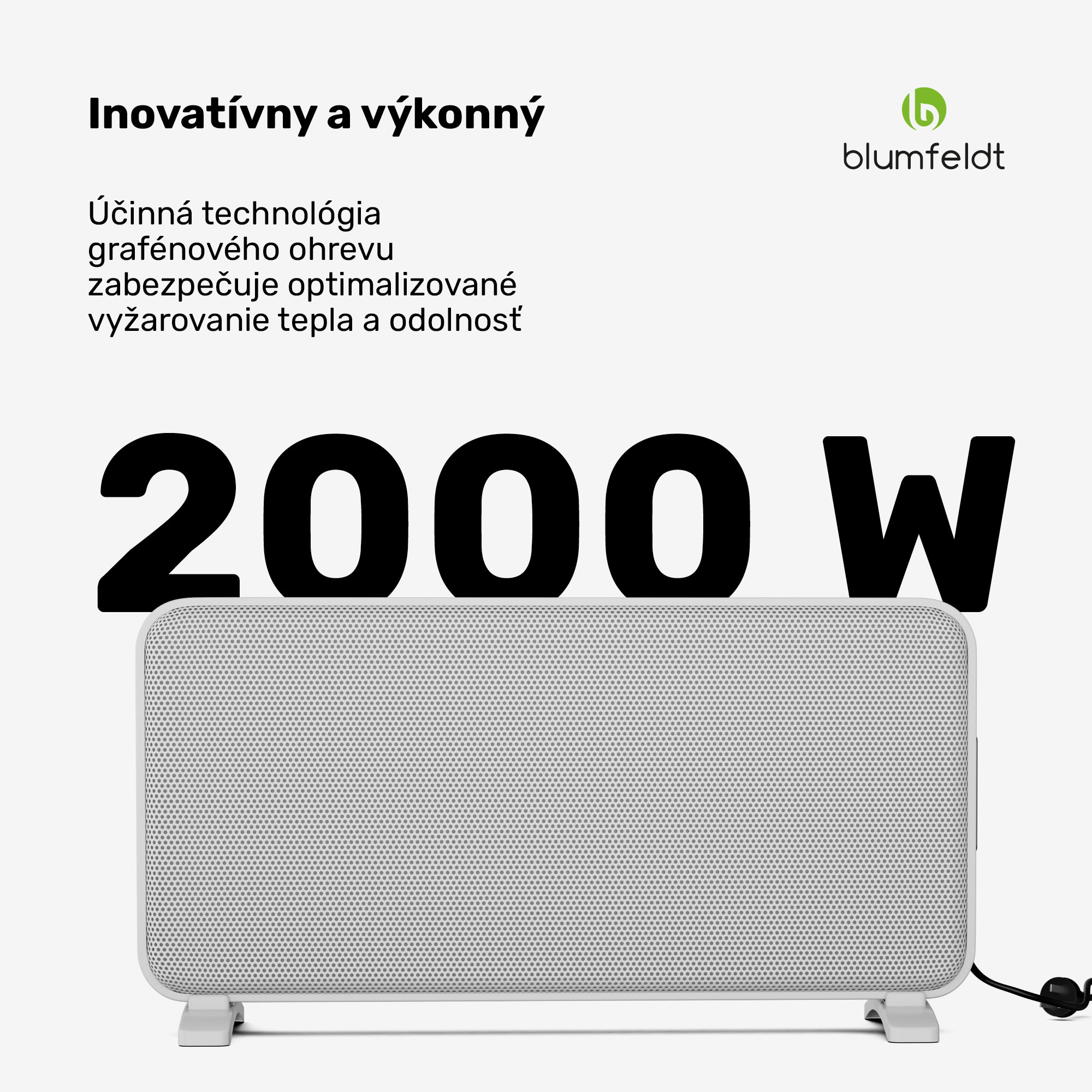 Blumfeldt SwiftWave infračervený ohrievač, 2000 W, do 20 m², dotykové ovládanie aplikáciou, grafén – Obrázok 2