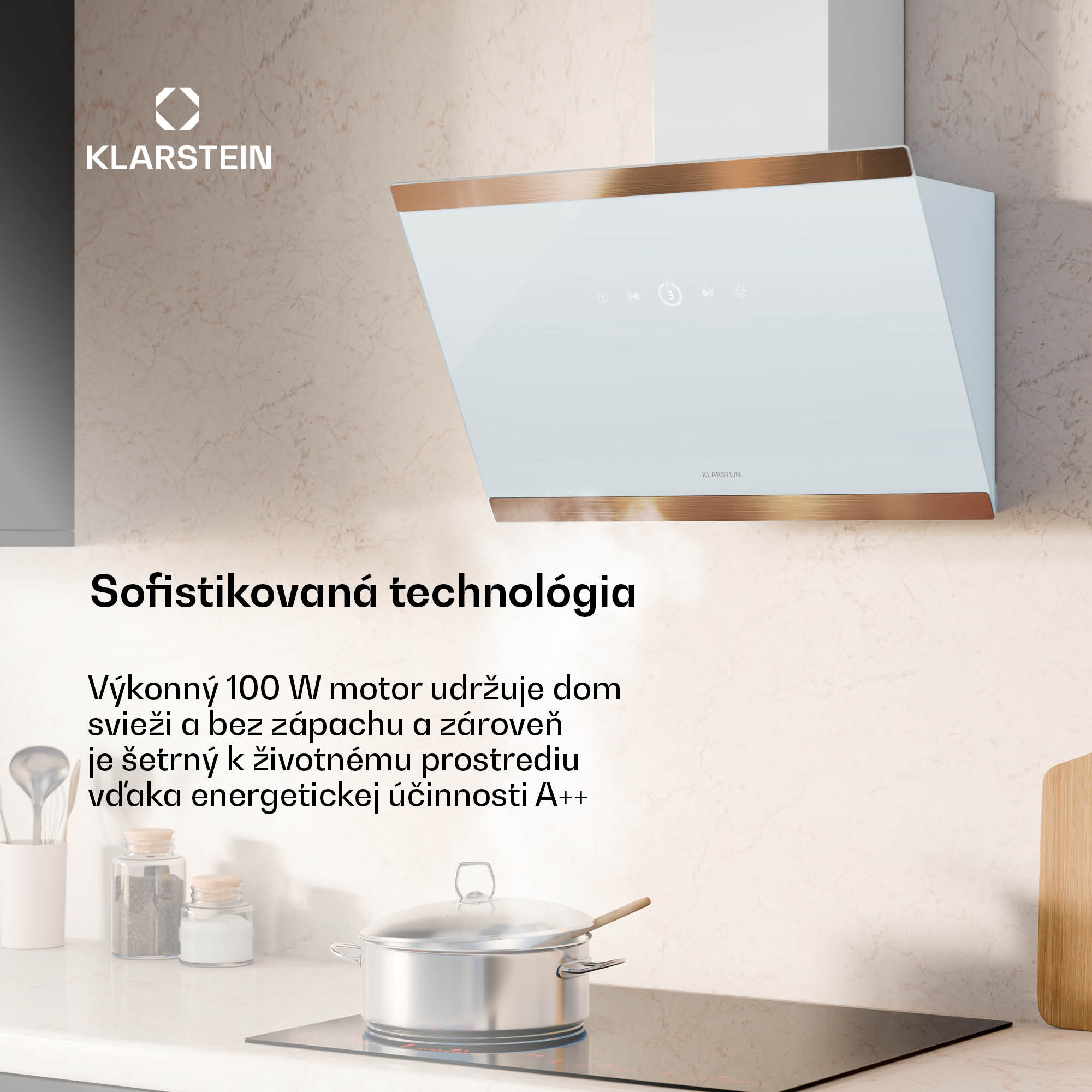 Klarstein FlashLine 60 digestor, A++, 524 m³/h, 3 úrovne, dotykový, tichý, LED, odsávanie/recirkulácia, 100 W – Obrázok 3