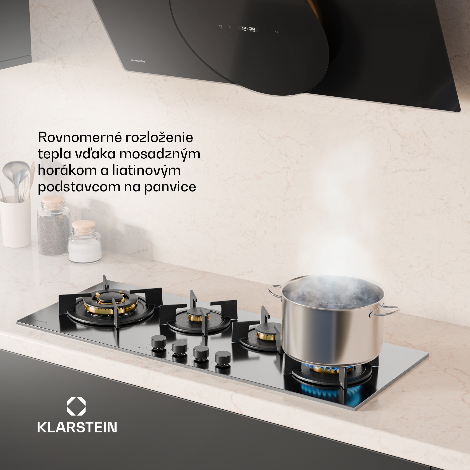 Klarstein Goldflame 4 Slim plynová varná doska, 4 horáky, na kvapalný alebo zemný plyn, elektrické zapaľovanie – Obrázok 4
