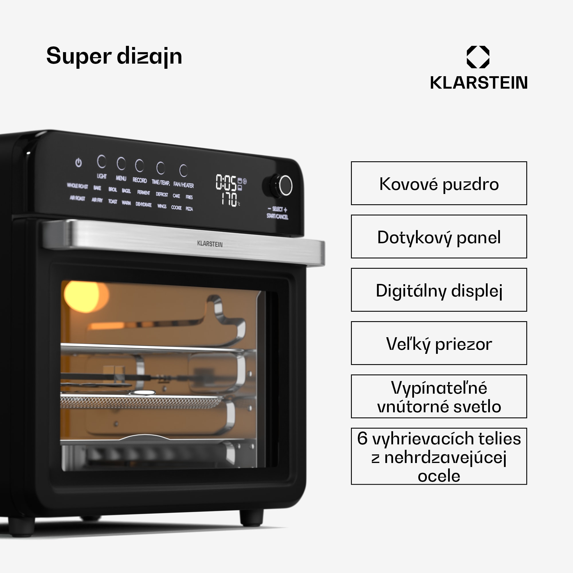 Klarstein Air Glaze Digital teplovzdušná fritéza, 2100 W, 16 programov, aplikácia, 34 litrov, vrátane sady príslušenstva – Obrázok 4