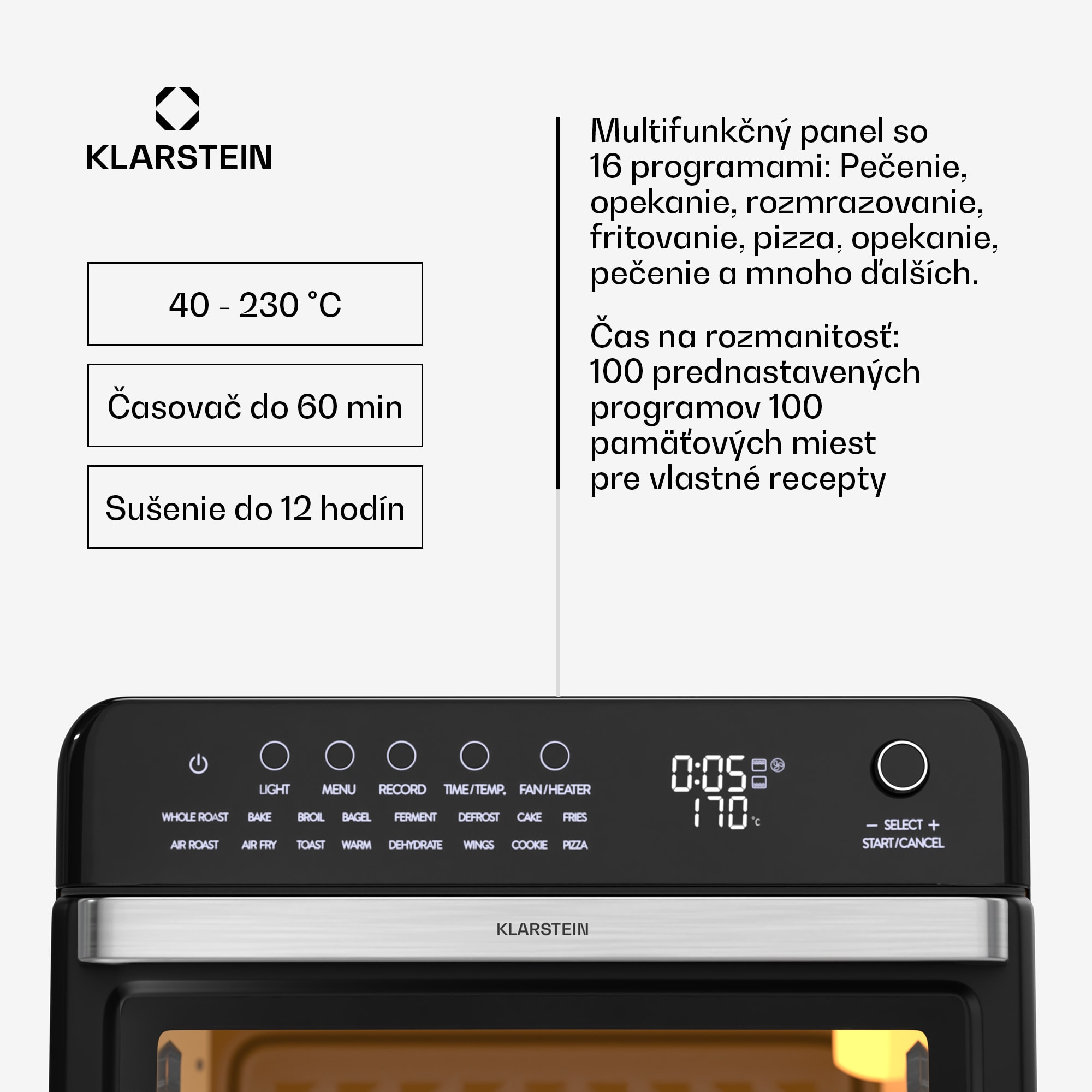 Klarstein Air Glaze Digital teplovzdušná fritéza, 2100 W, 16 programov, aplikácia, 34 litrov, vrátane sady príslušenstva – Obrázok 5