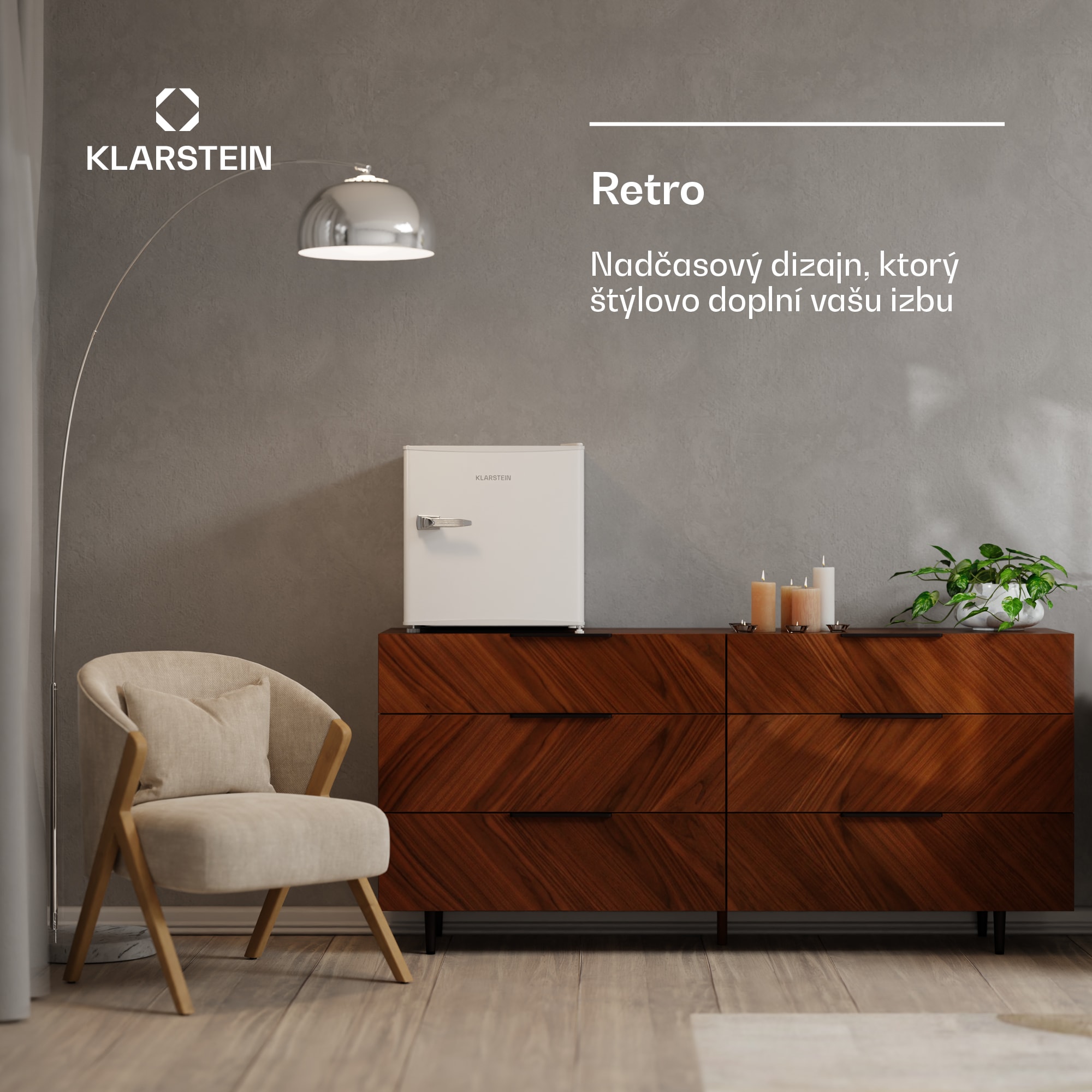 Klarstein Irene Mini chladnička, Retro, 46L, hlučnosť 37 dB, EEK D, 0-10 °C – Obrázok 3