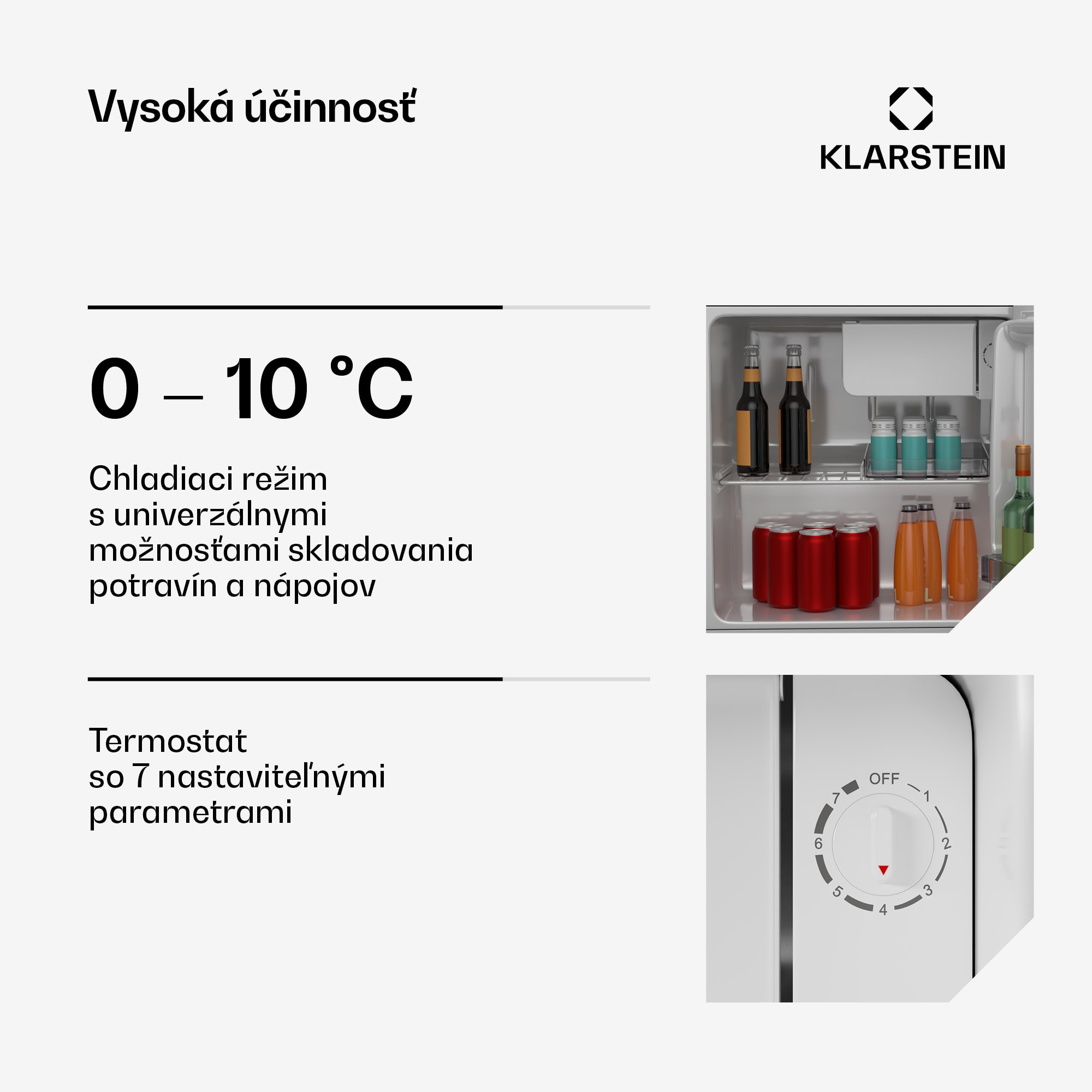 Klarstein Irene Mini chladnička, Retro, 46L, hlučnosť 37 dB, EEK D, 0-10 °C – Obrázok 4
