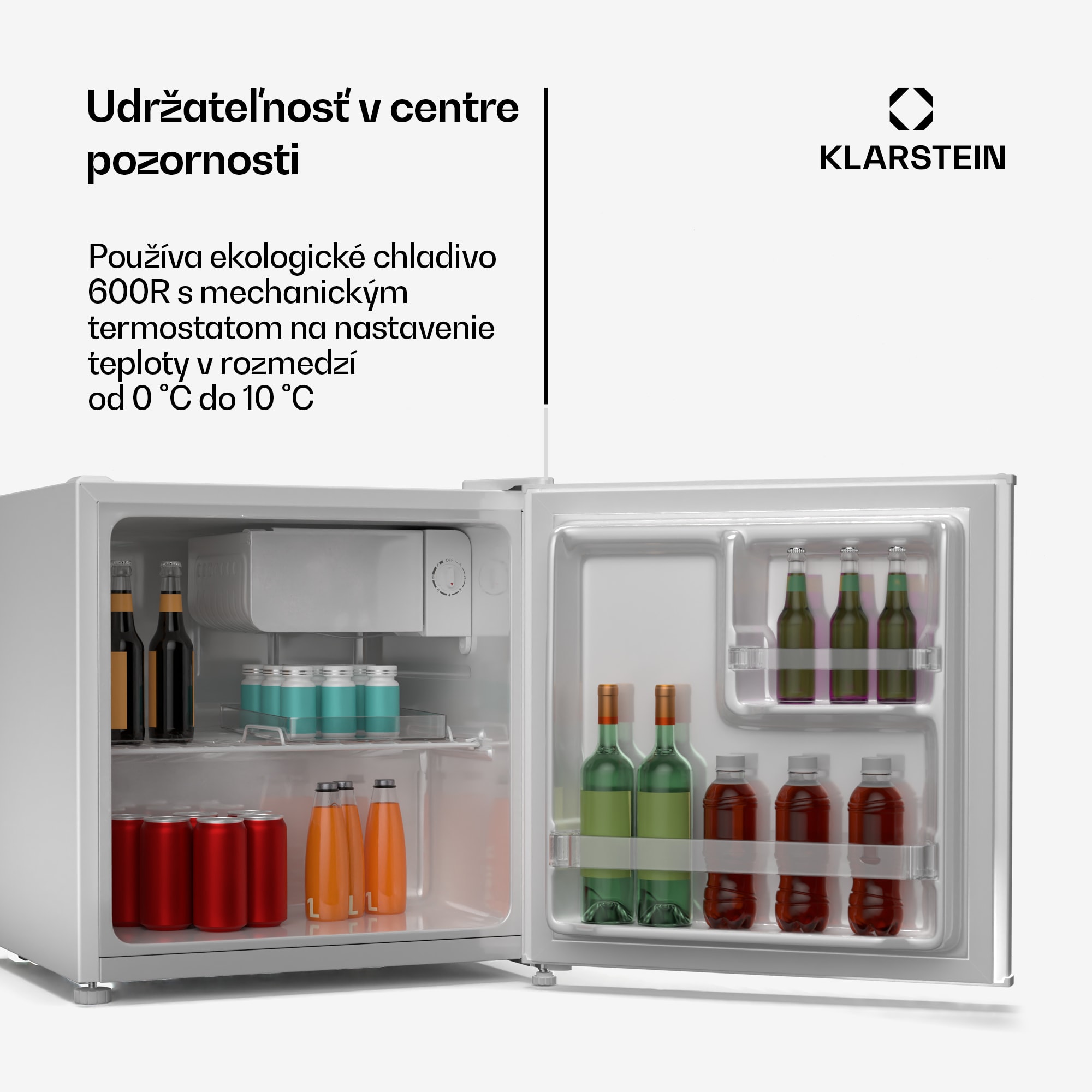 Klarstein Irene Mini chladnička, Retro, 46L, hlučnosť 37 dB, EEK D, 0-10 °C – Obrázok 5