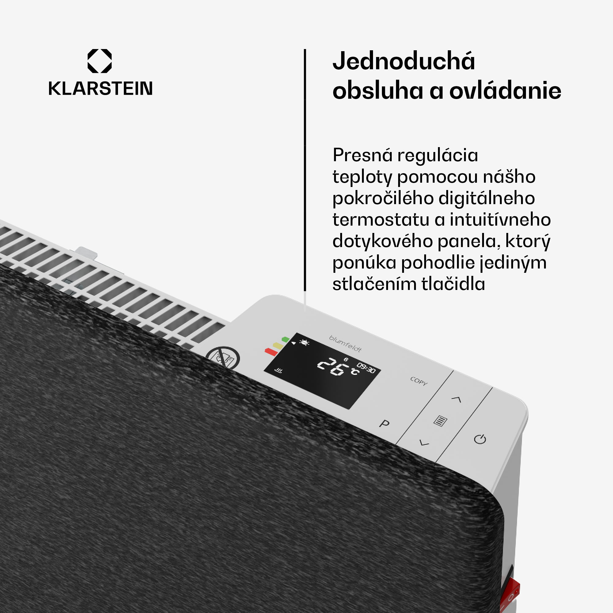 Blumfeldt ThermaTouch konvektor, 2 000 W, elegantný dizajn, dotykové ovládanie, do 20 m² – Obrázok 4