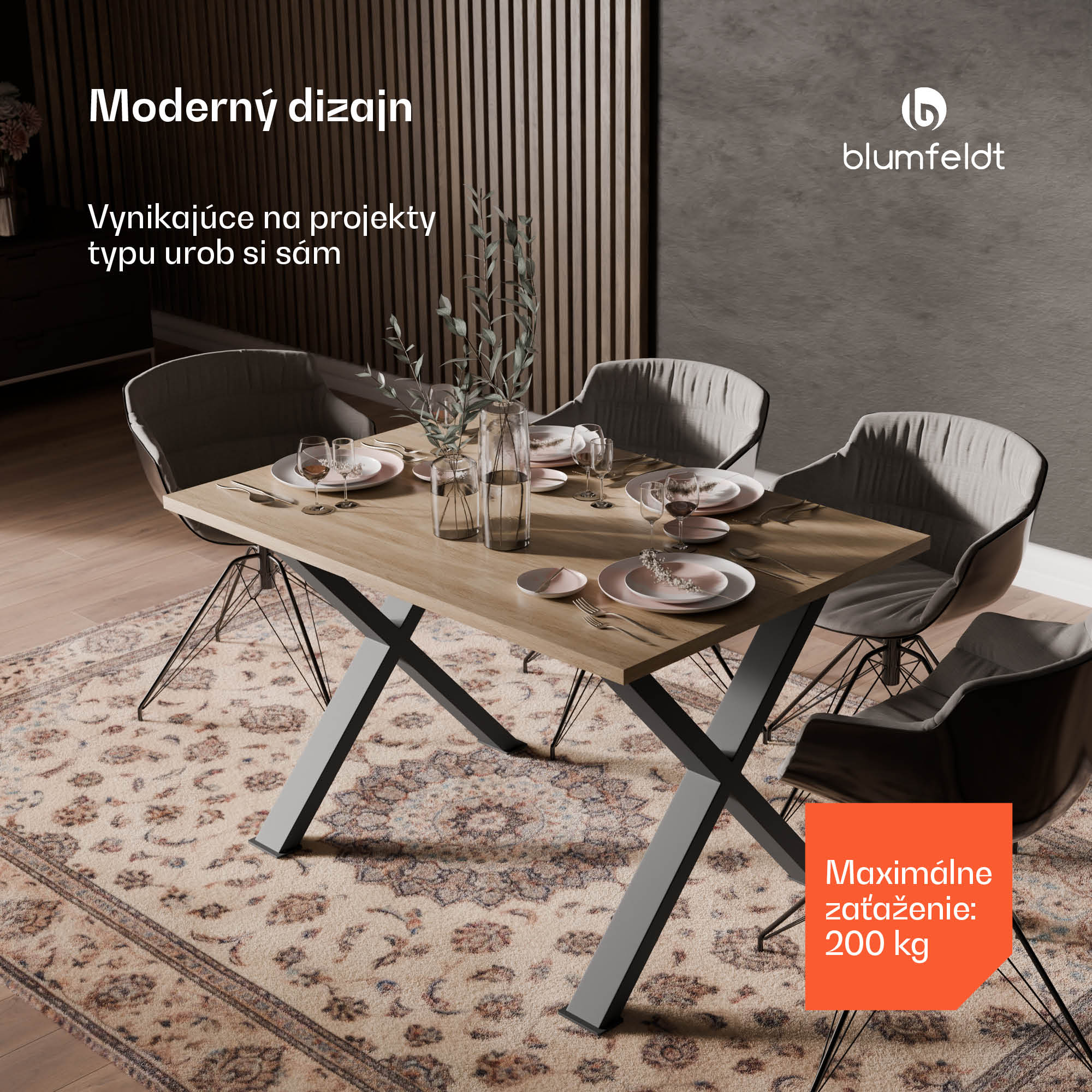 Blumfeldt UrbanFodge X nohy stola, moderný dizajn, pre projekty DIY, nosnosť 200 kg – Obrázok 2