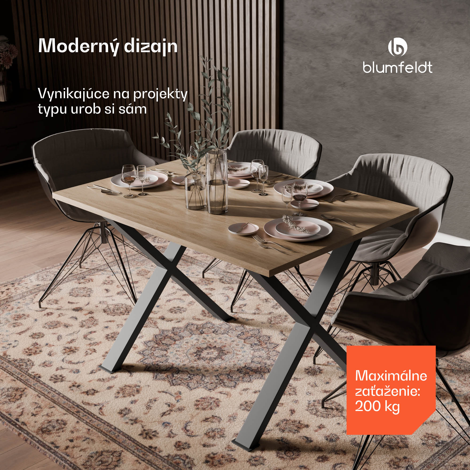 Blumfeldt UrbanFodge X nohy stola, moderný dizajn, pre projekty DIY, nosnosť 200 kg – Obrázok 2